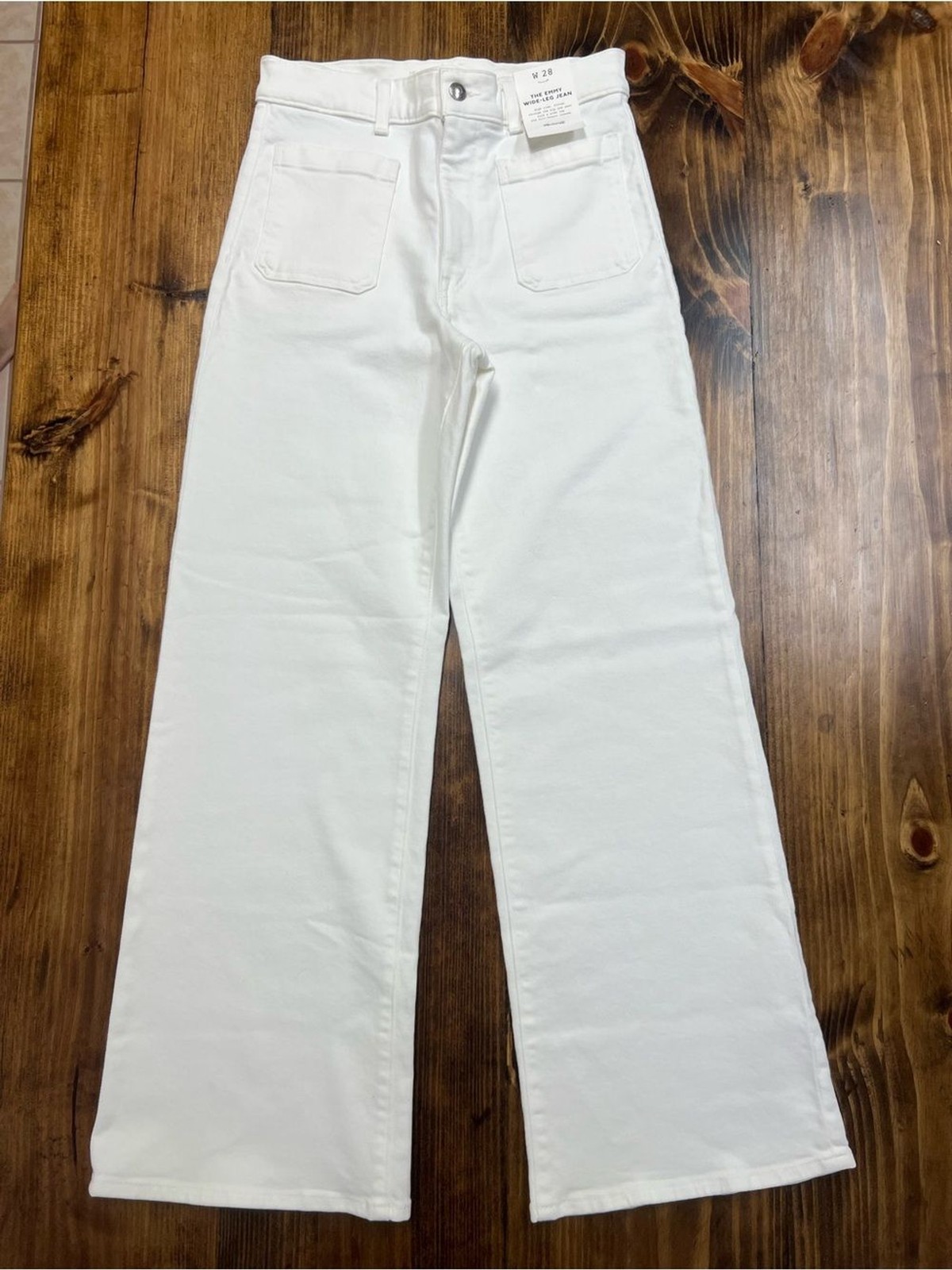 Madewell The Emmy Wide-Leg Jean in Super Stretch Denim in Tile White Size 28 NWT