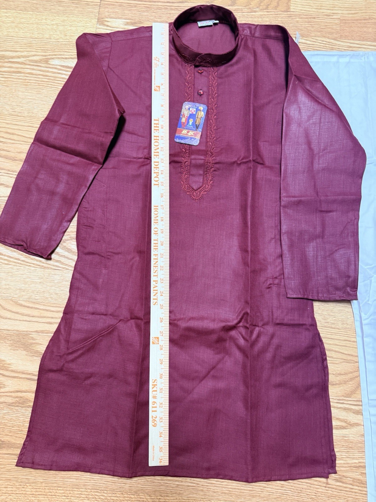 Maroon cotton embroi Haldi NWT Men’s Kurta PAJAMA SET SZ 38 M India-USA seller