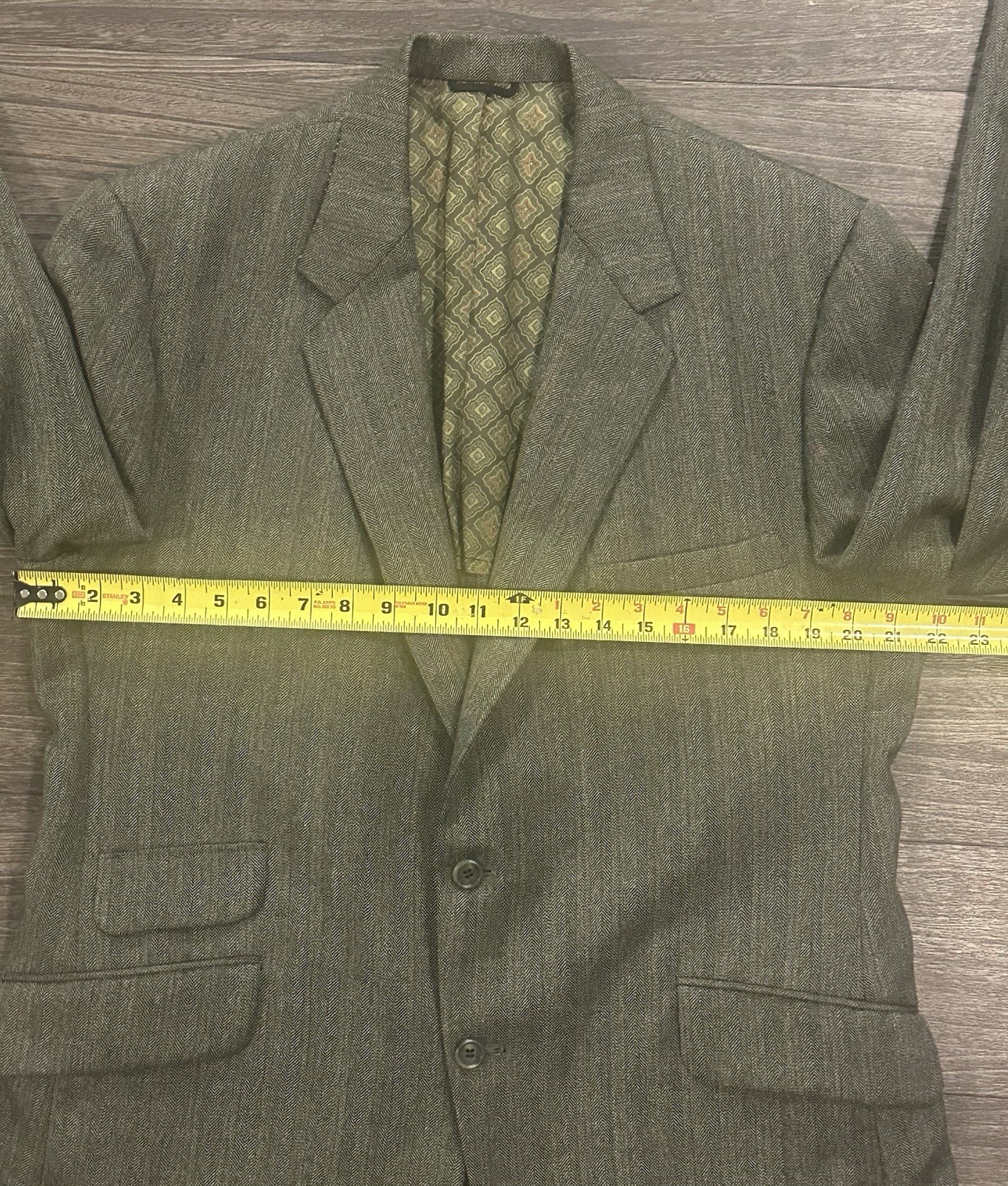 1960s/70s Robert Hall 3 Piece Vintage Suit Sage Green Reversible Vest Size 40R