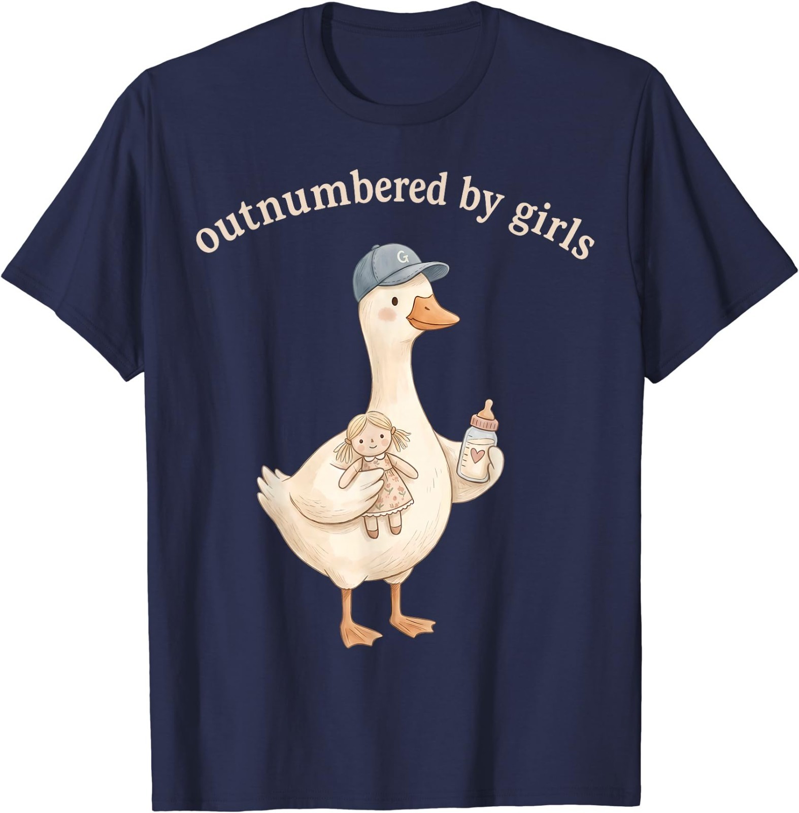 Outnumbered By Girls Funny Dad Goose Family Life T-Shirt
