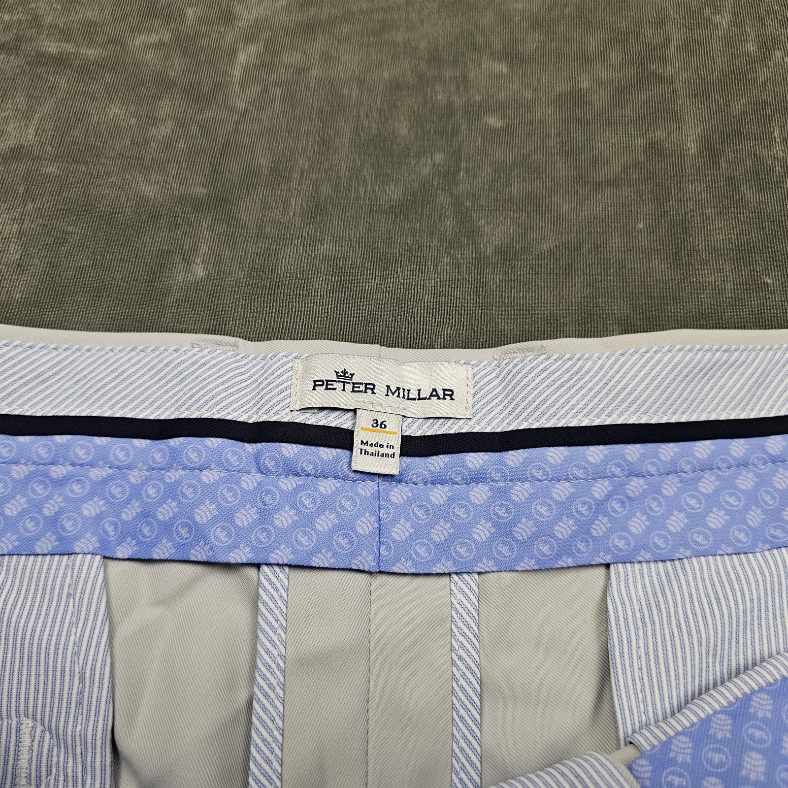 Peter Millar Salem Shorts Mens 36 Gray Performance Golf Chino 9in Inseam