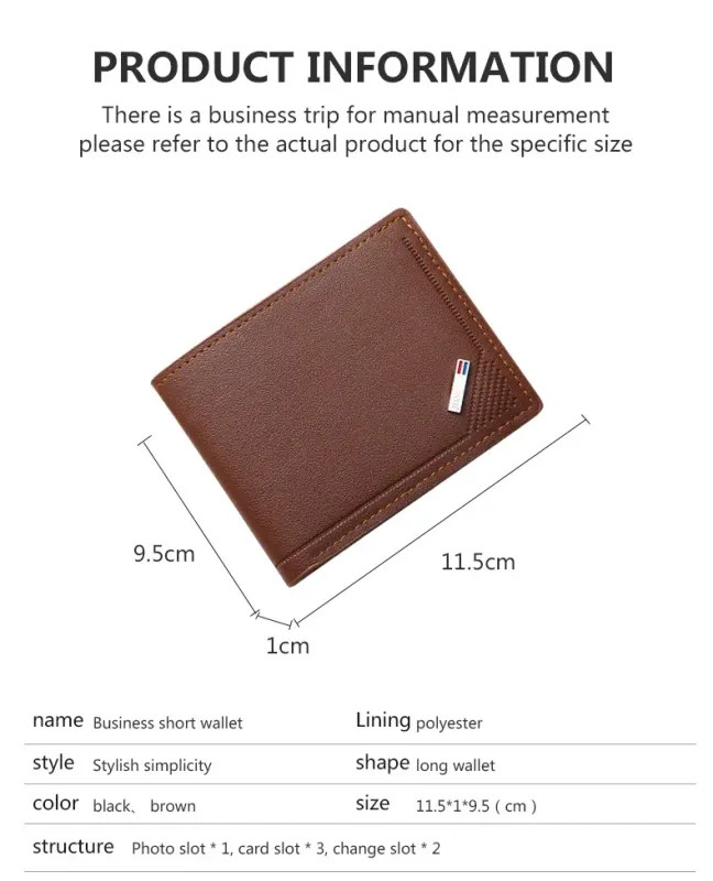 Engrave Custom Name Men’s Short Frosted Leather Wallet Multi-Slot Coin Pocket