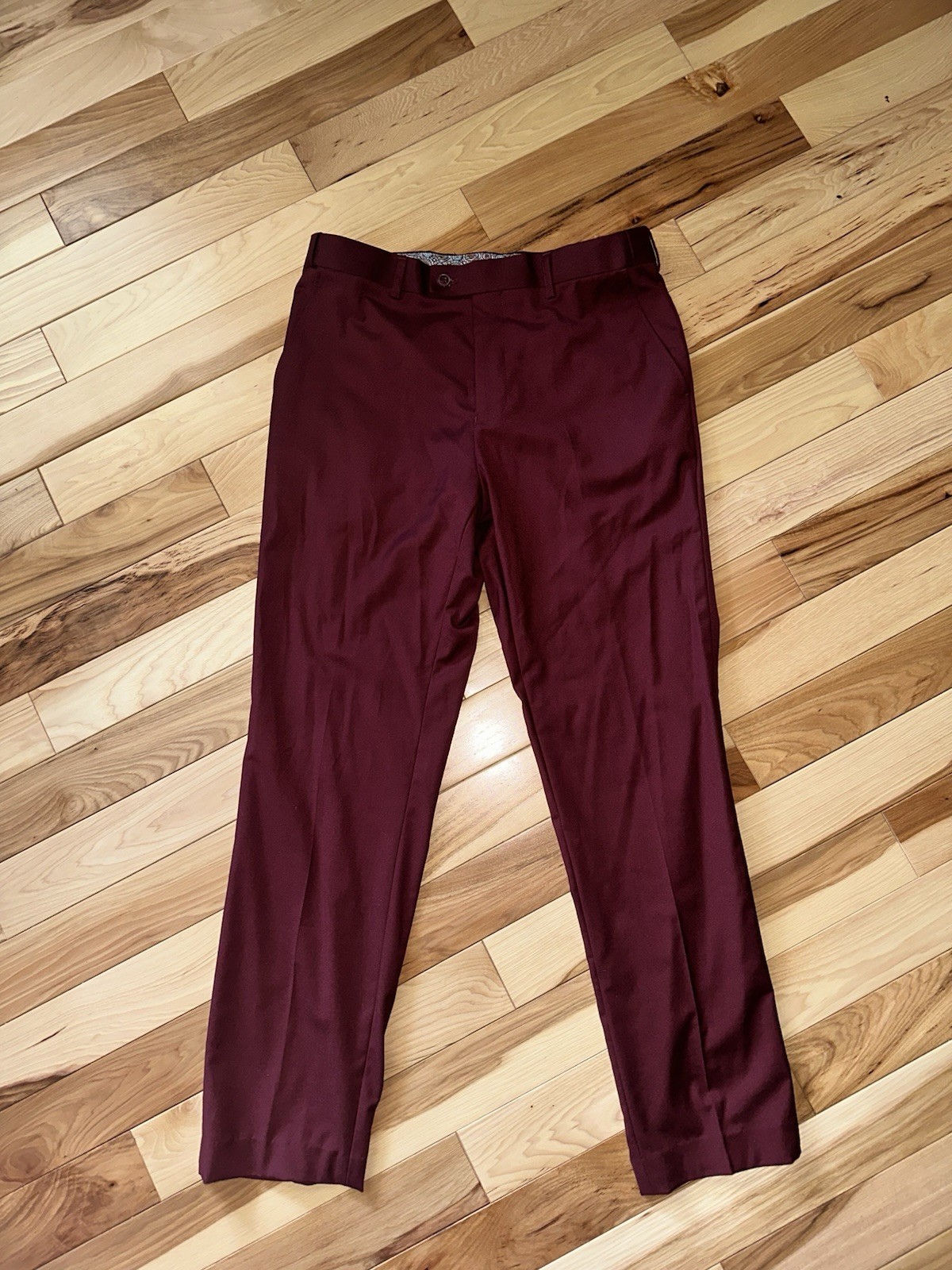 Men’s Burgundy Suit 38R Slim Fit 3 Piece Prom Wedding Formal $395 Retail