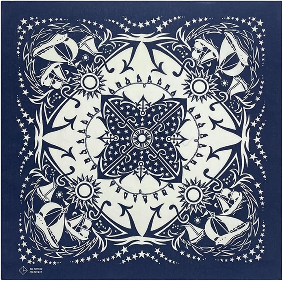 Bycc Bynn 4-Pack 100% Cotton Bandana Set, Vintage Graphic Print, 22×22 inches