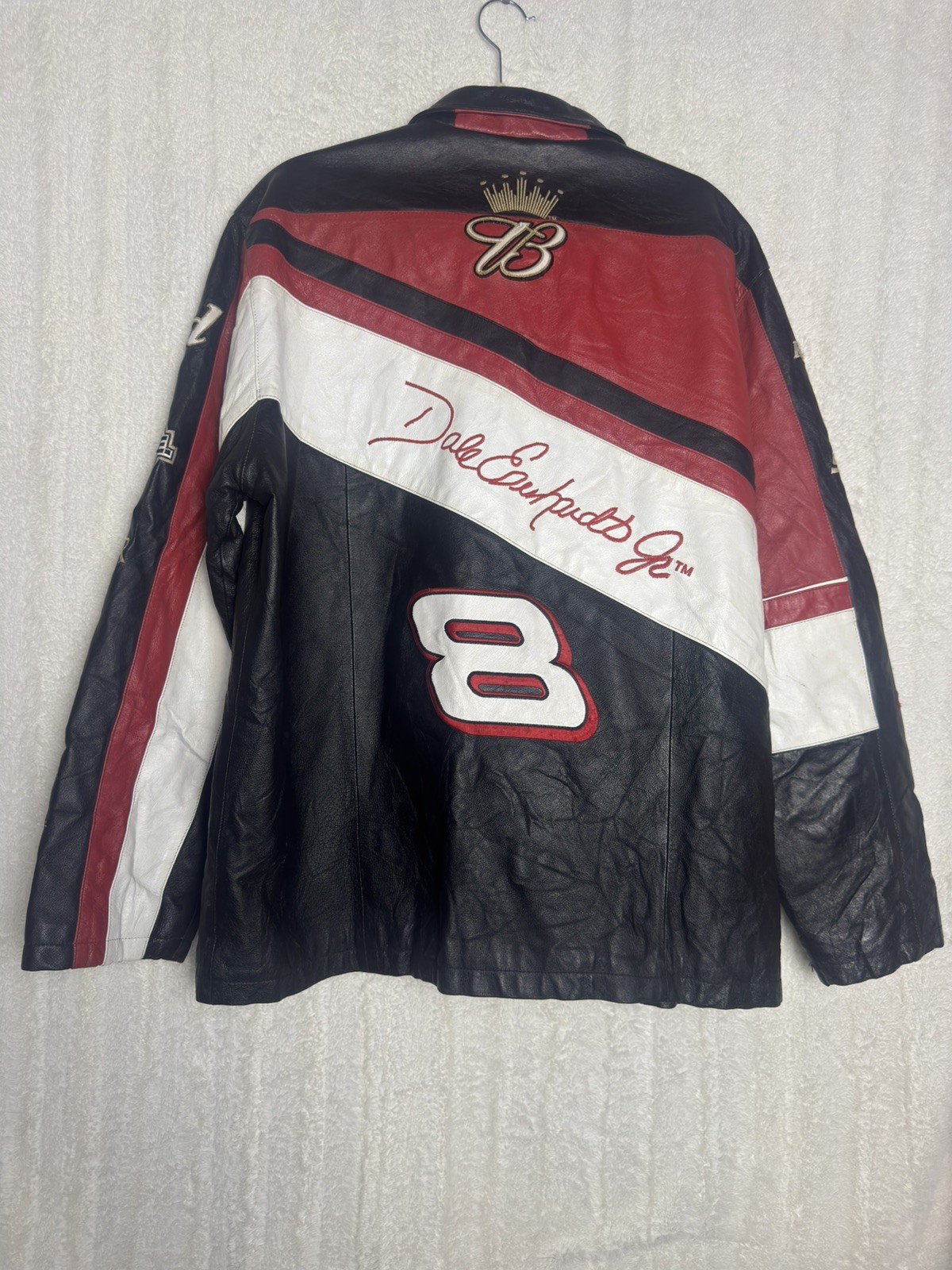 Dale Earnhardt Jr #8 Budweiser Wilsons Leather Chase NASCAR Y2K Racing Jacket M