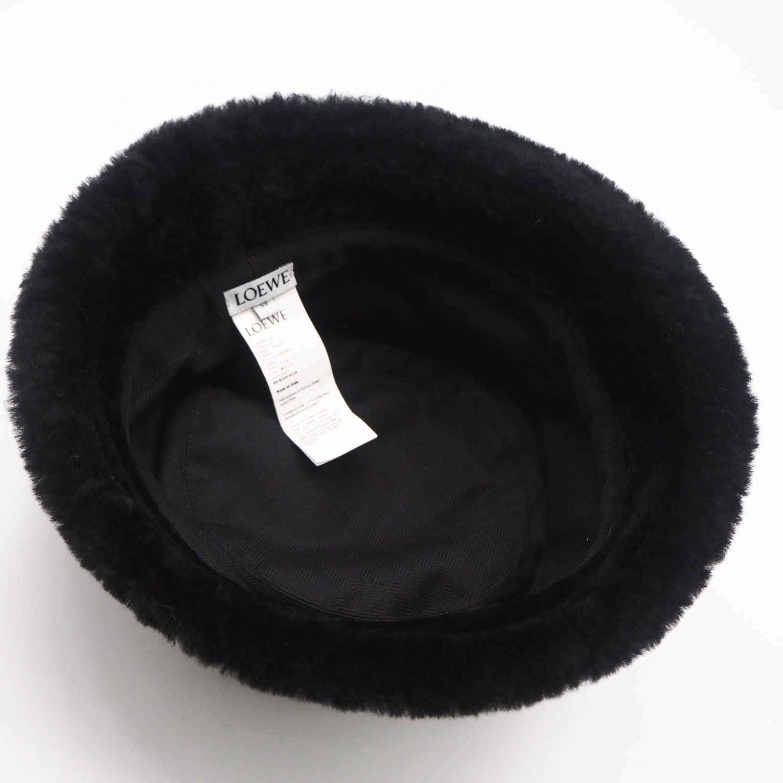 Loewe Women Hat Returns Accepted Within 3 Days Shearling Embroidered Logo Bucket