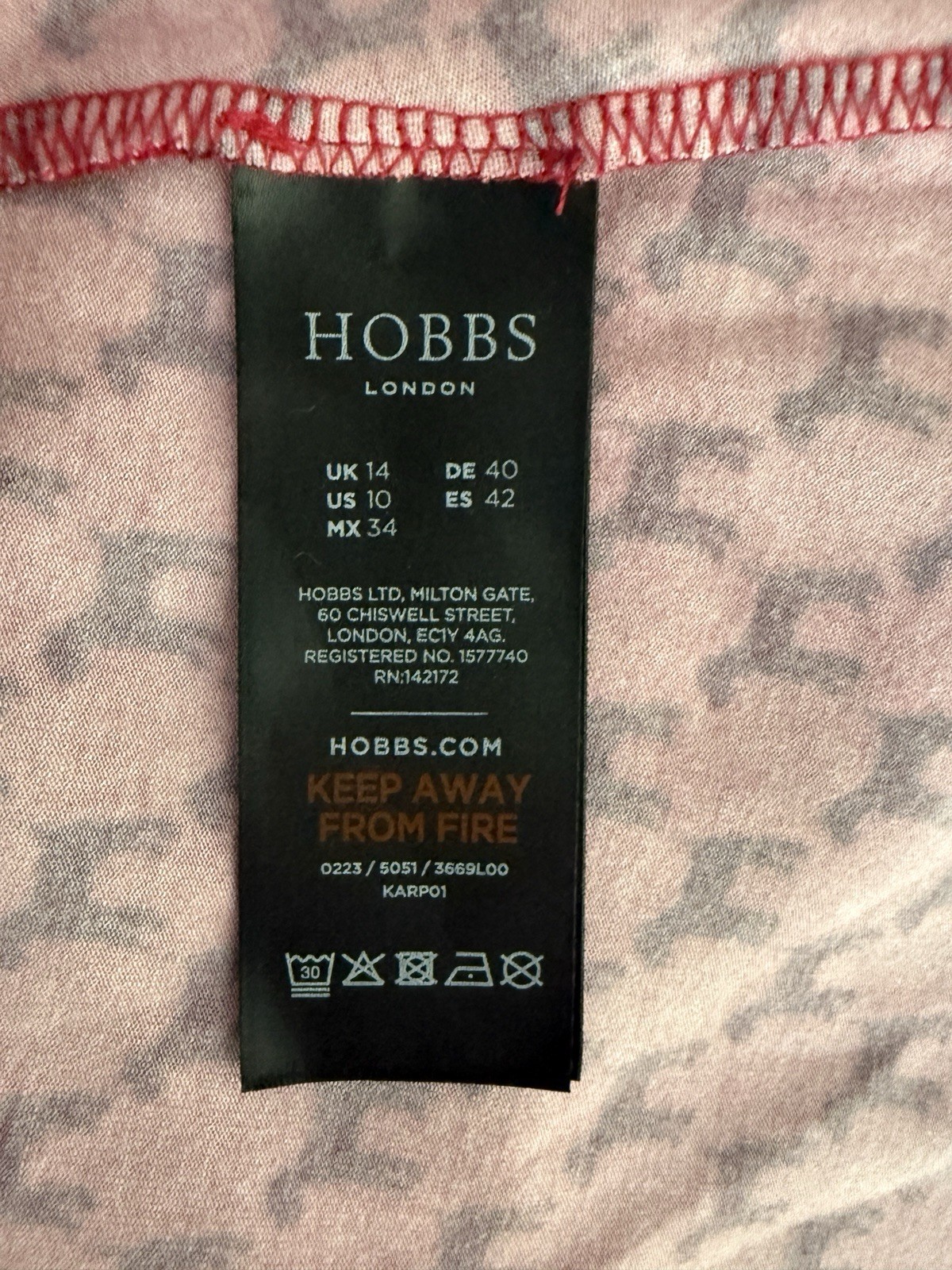 Hobbs Indi Jersey Dress in Berry Red/Black Dog Print UK14 RRP£89 NEW