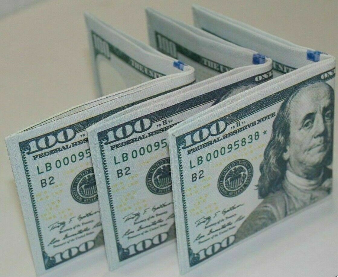 100 Pack – 100 Hundred Dollar Bill Wallets Money Bi-Fold Card Holder – US SELLER