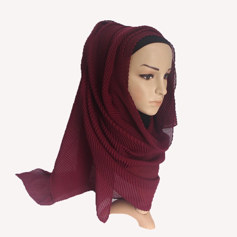 Lady Fold Wrinkle Muslim Cotton Wrap Scarf Linen Headscarf Fashion Hijab Shawl