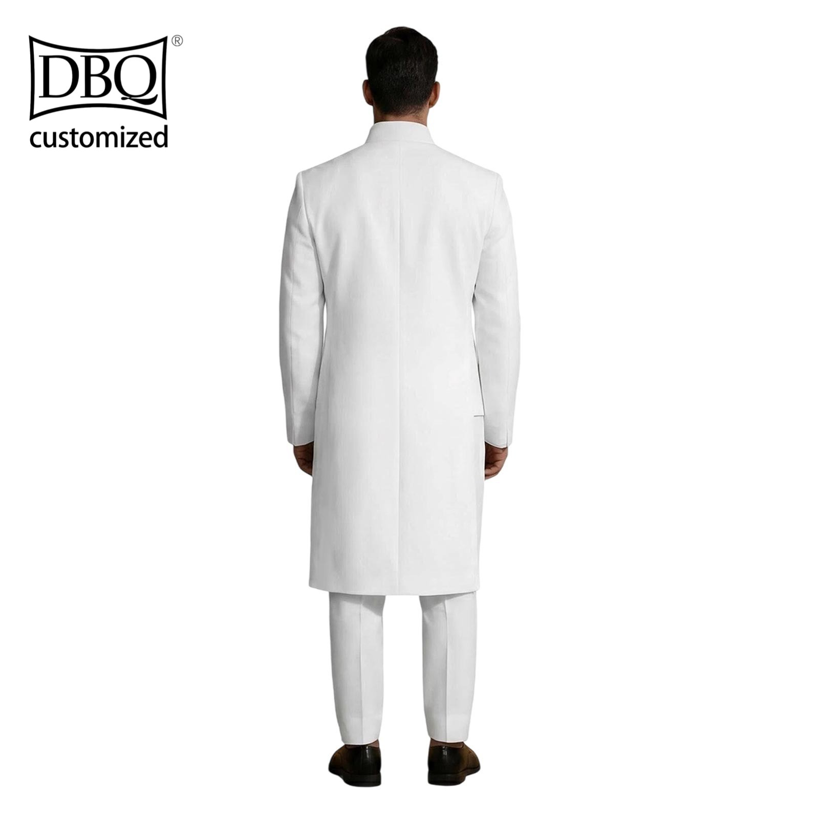 African Men’s Tailor Made Single Breast Long Jacket Pants 2 Pieces Business Set