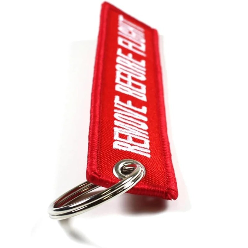 5pcs Remove Before Flight Keychain Embroidered Jet Tag