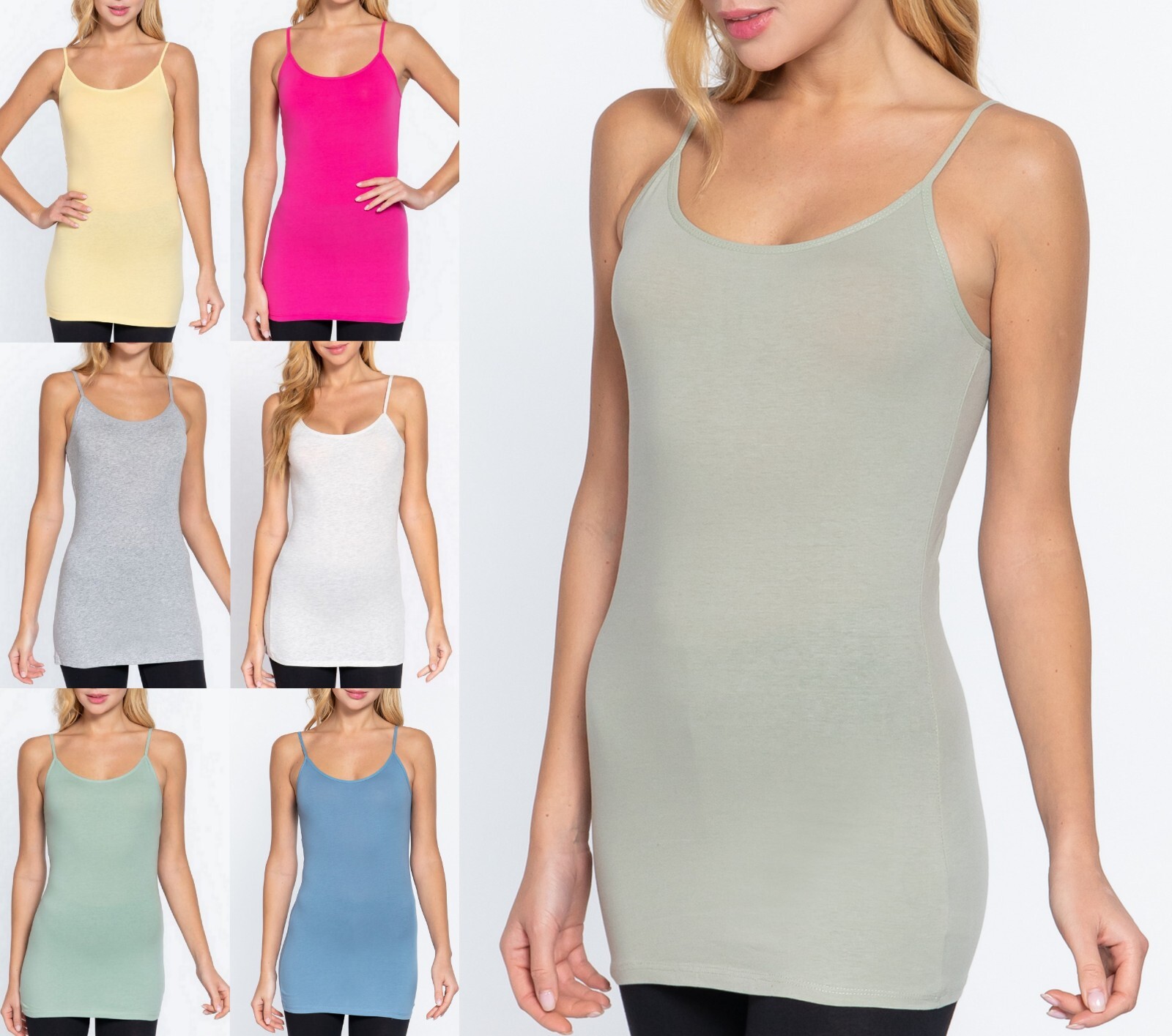 XL 1XL 2XL 3XL Women Tank Top Plus Size Long Cotton Cami Spaghetti Straps No Bra