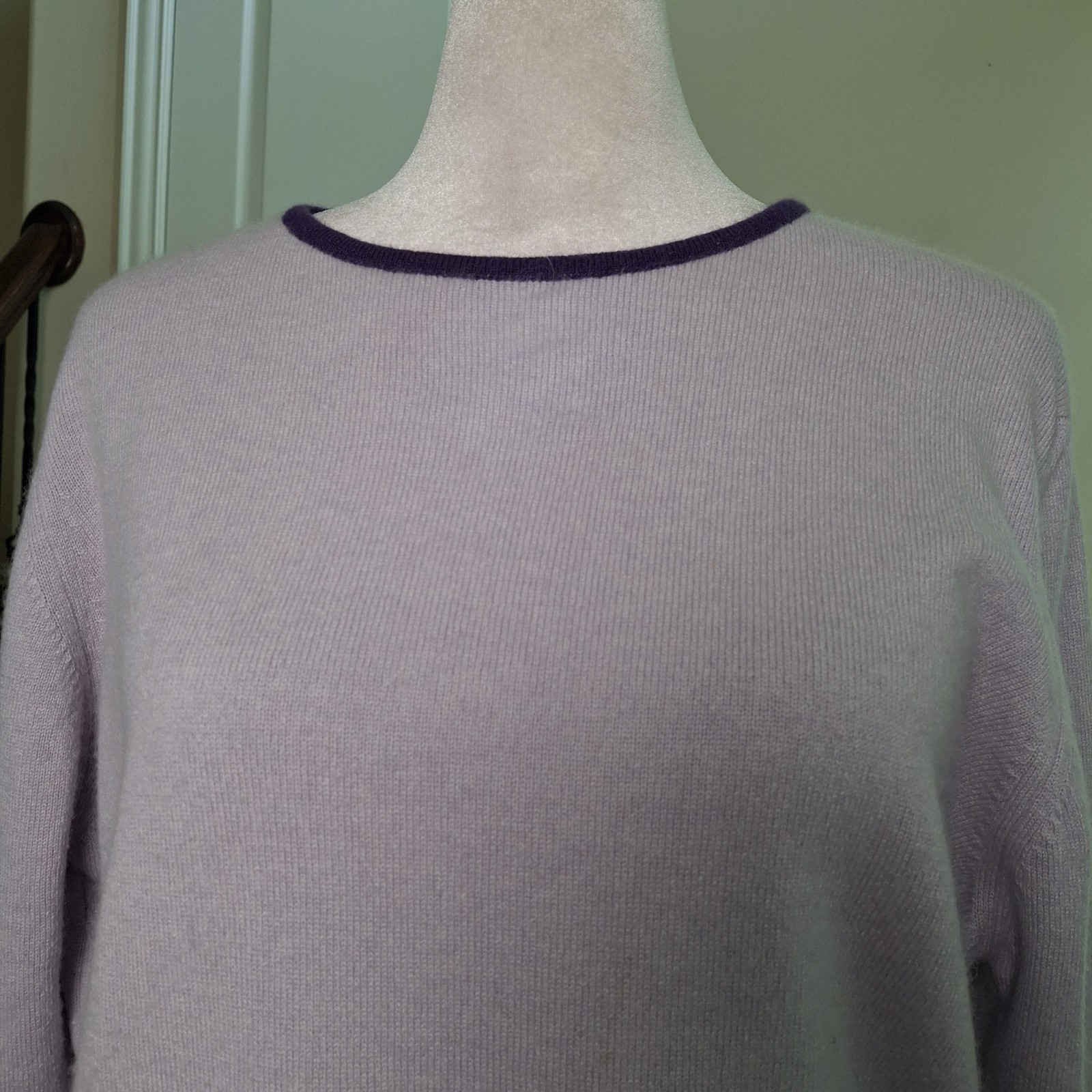 Robert Talbott 100% Cashmere Sweater Purple Women XL Open Back Preppy Old Money