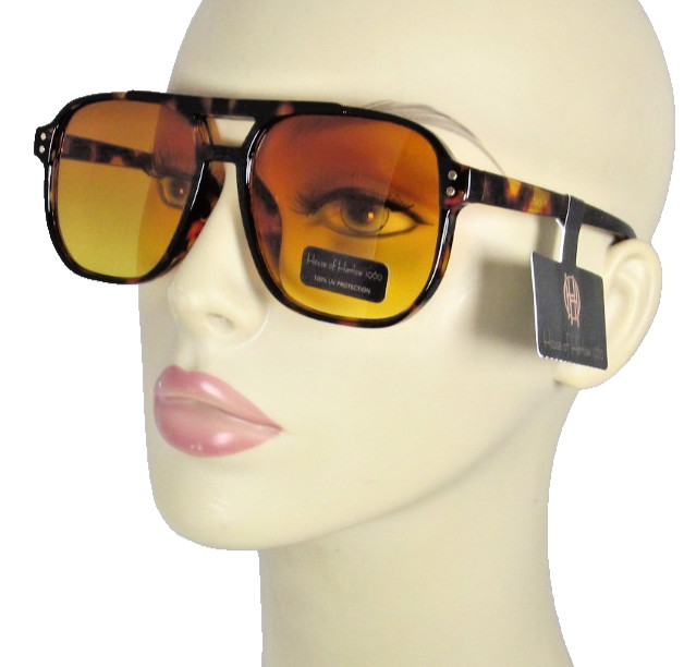 HOUSE OF HARLOW by Nicole Richie Tortoise Shell Aviator Sunglasses Amber Lenses