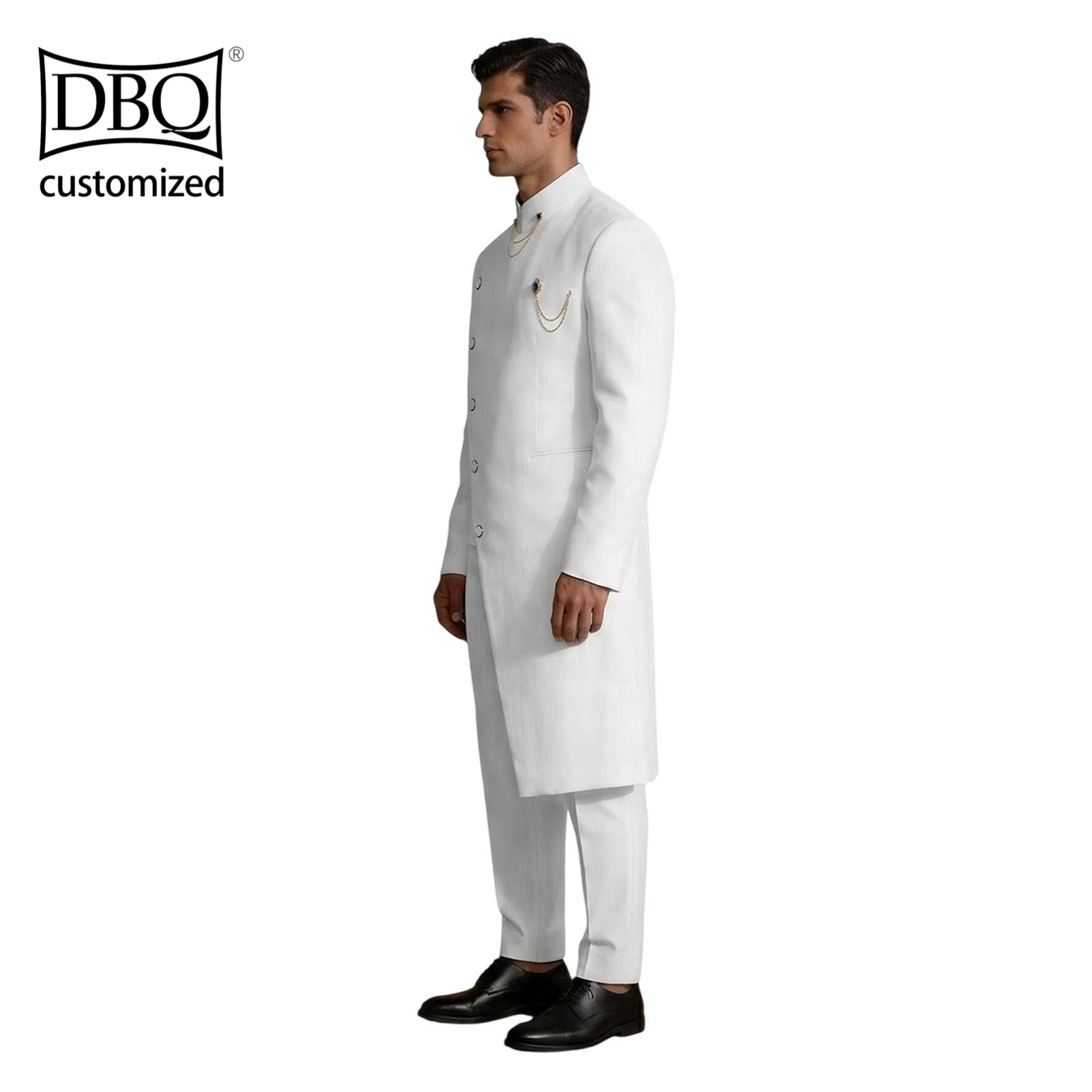 African Men’s Tailor Made Single Breast Long Jacket Pants 2 Pieces Business Set