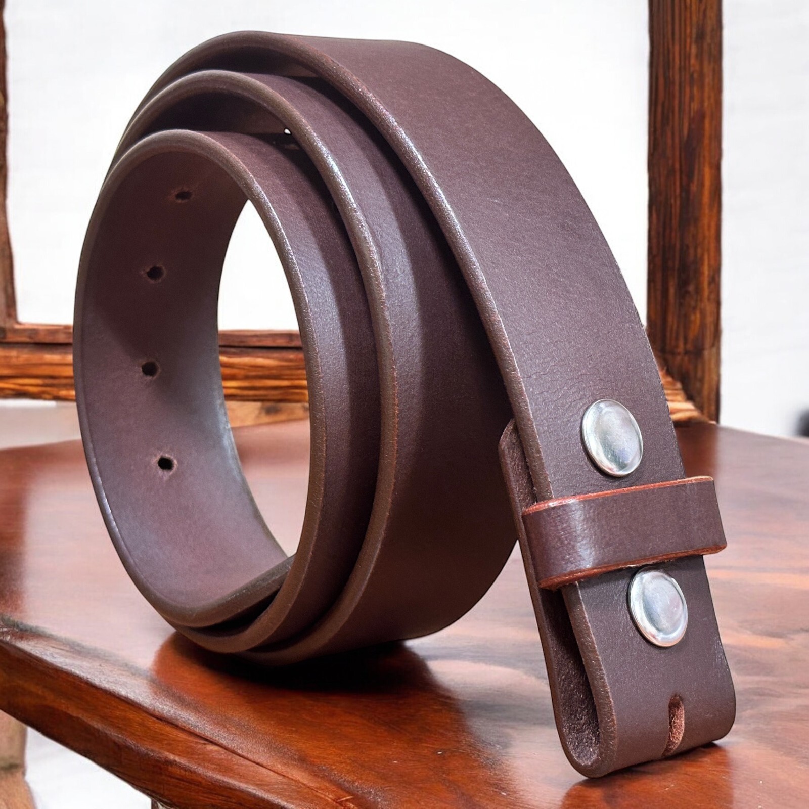 Handmade Men’s Belt Strap Full Grain Leather Heavy Duty Without Buckle