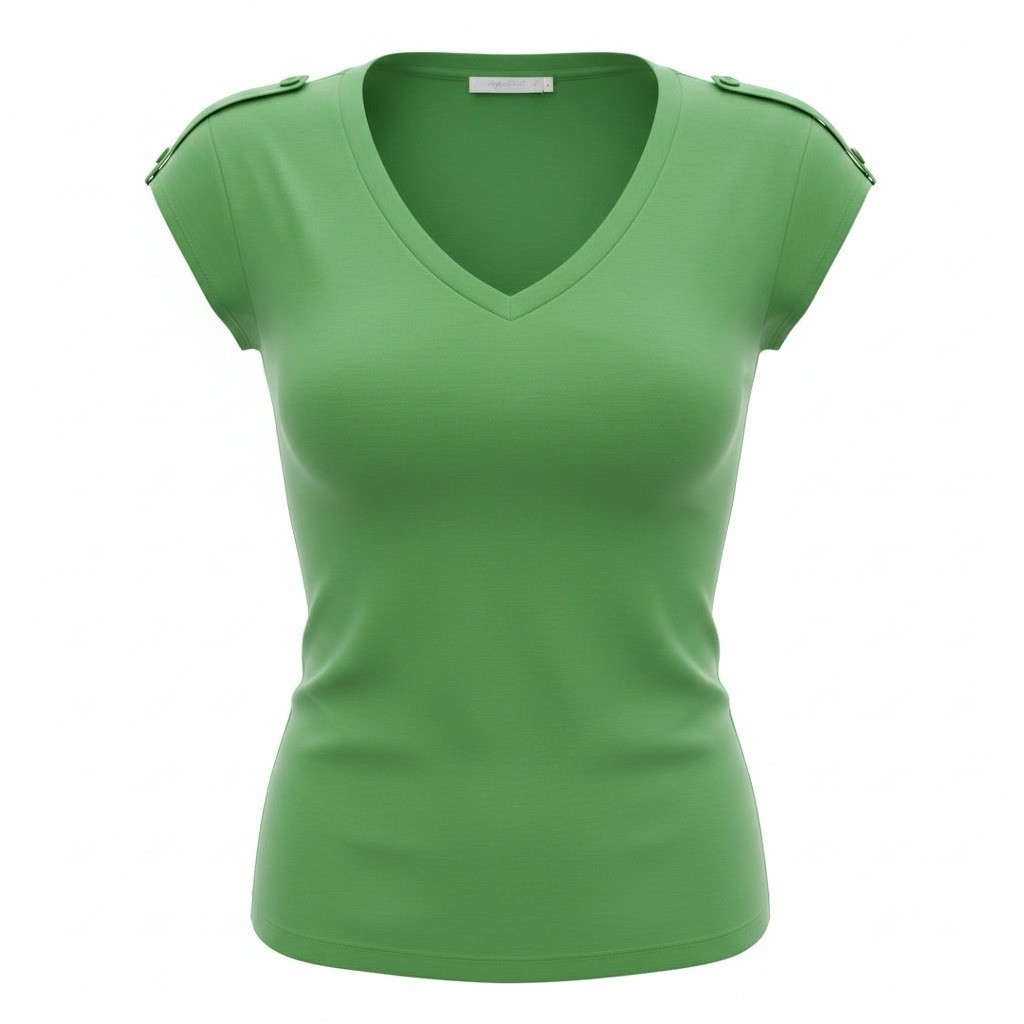 Stephanie b Pima Cotton Lime Green v-neck Button Sleeve Soft Small New A158