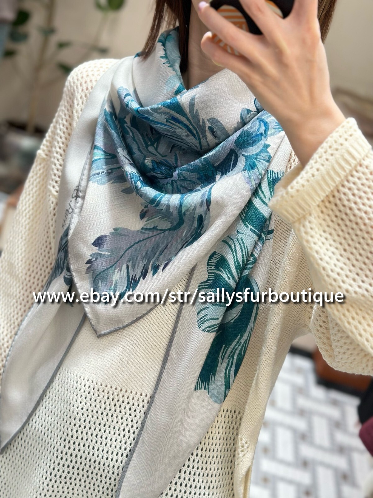 Sallys Cashmere & Silk Wrap Scarf Tulips Print 2 Face Triangle Shawl 190*90cm