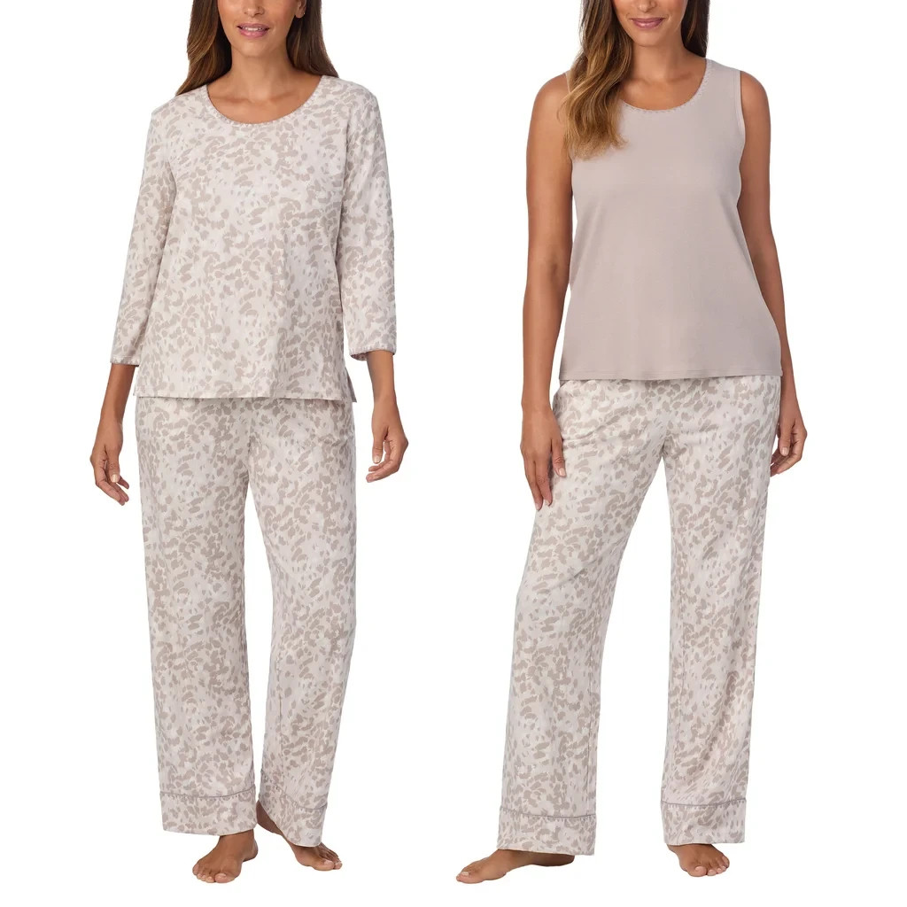 Carole Hochman Midnight Women’s 3-Piece Cotton PJ Set or tank or pant