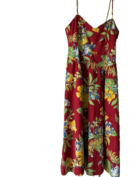 NWT POLO RALPH LAUREN 12 SPAGHETTI STRAP SEXY RED FLORAL PRINTED DRESS