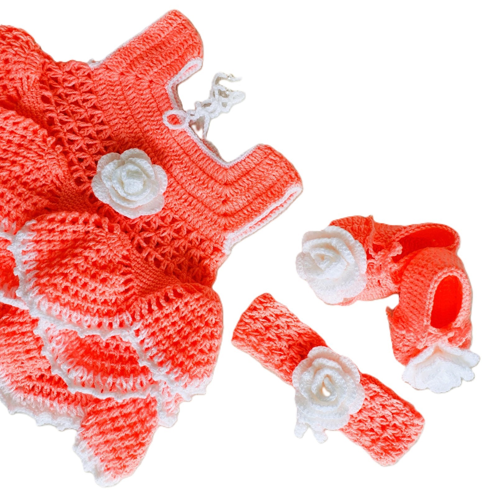 Baby Girl Soft Handmade Kit Crochet Dress for 0-3 months Kids