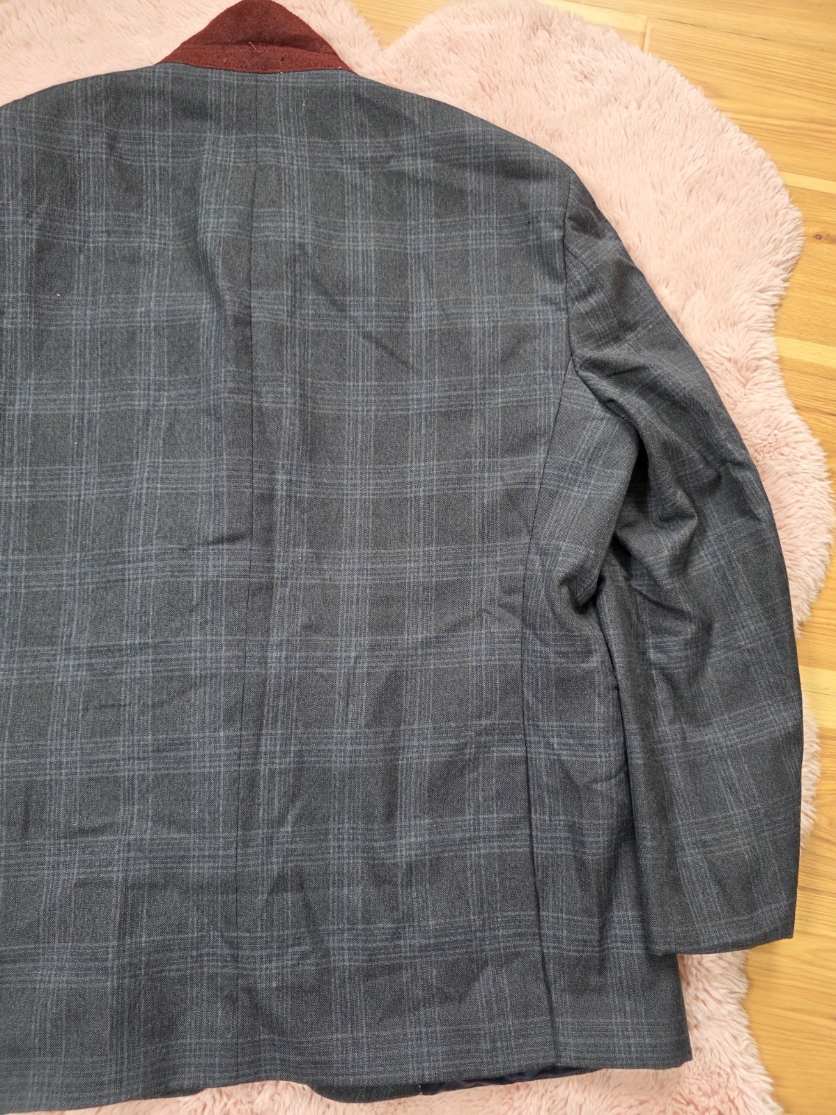 Tommy Hilfiger Men’s Gray Plaid Blazer 48R 3-Button Single-Breasted