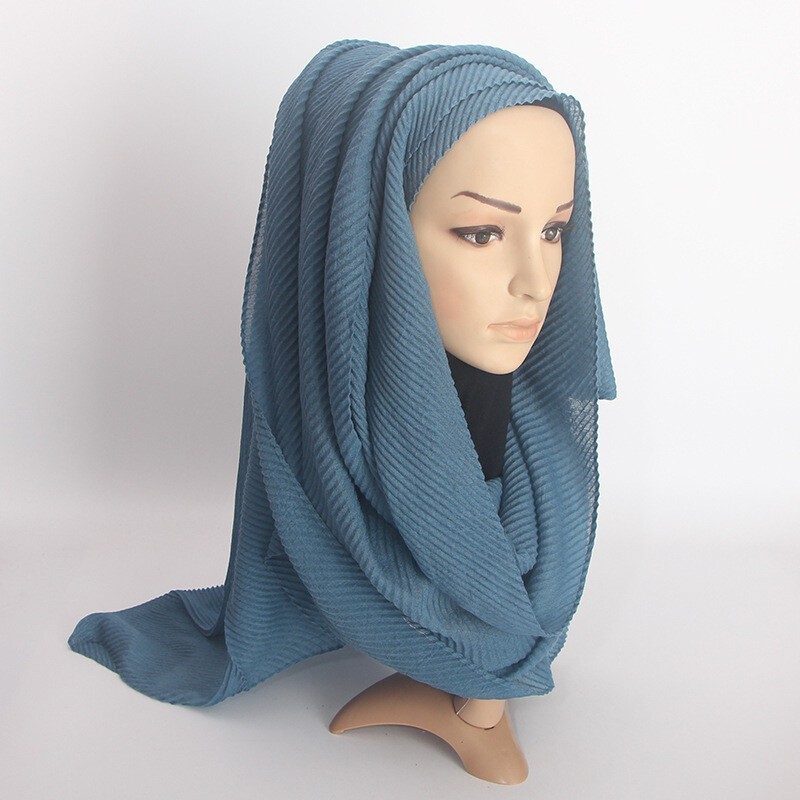 Lady Fold Wrinkle Muslim Cotton Wrap Scarf Linen Headscarf Fashion Hijab Shawl