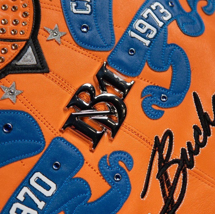 P-P New York Knicks Limited Edition Orange Leather Jacket