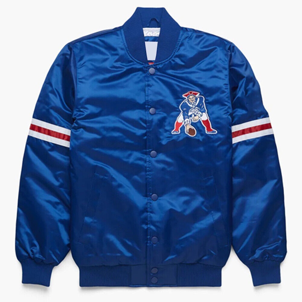 New England Patriots Blue Satin Jacket Varsity Jacket Baseball Jacket All Sizes