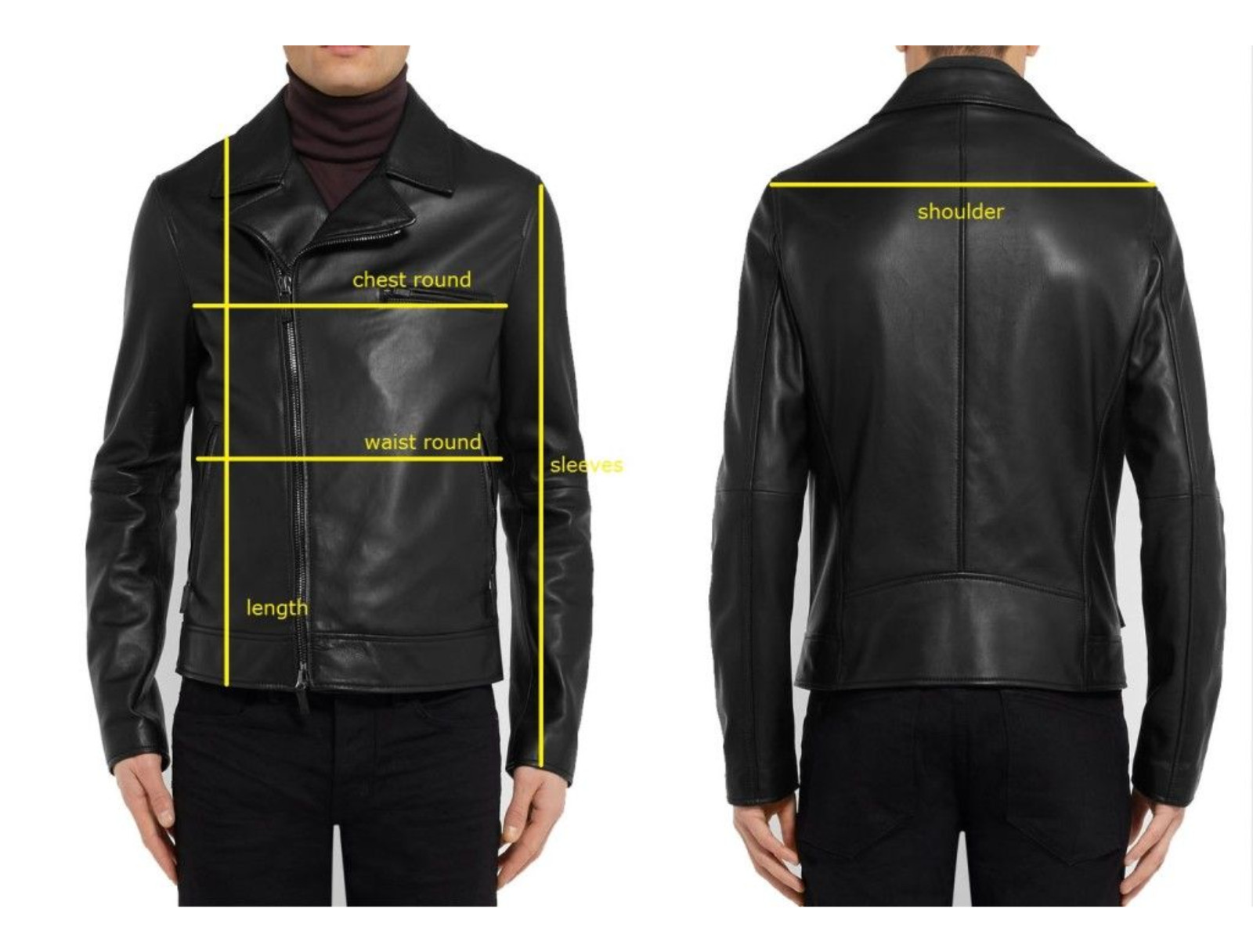 Mens Genuine Cowhide Leather Jacket Brown Biker Motorcycle YKK Zip Coat