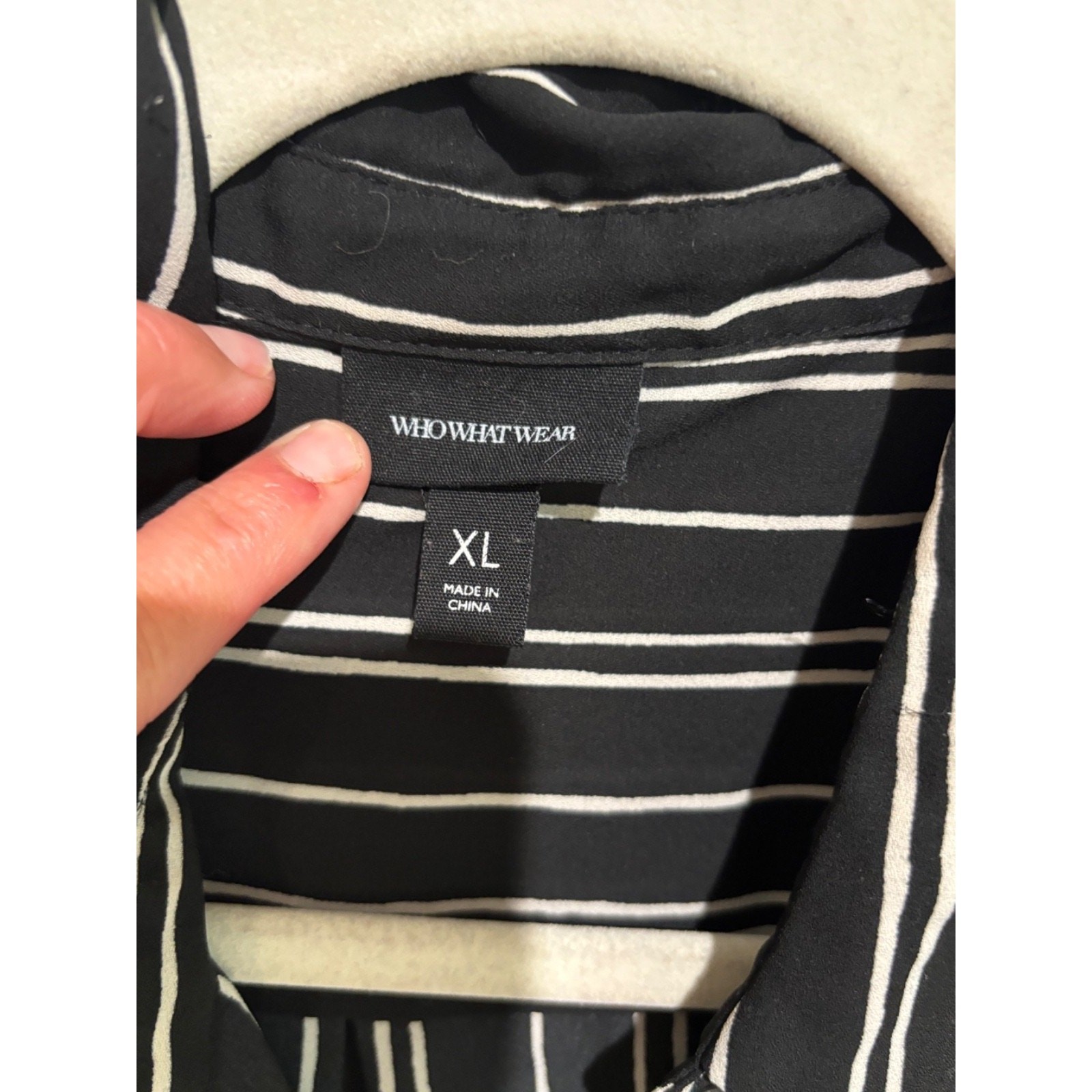 Who What Wear Women’s Black & White Long Sleeve Button Down Shirt sz XL Capsule