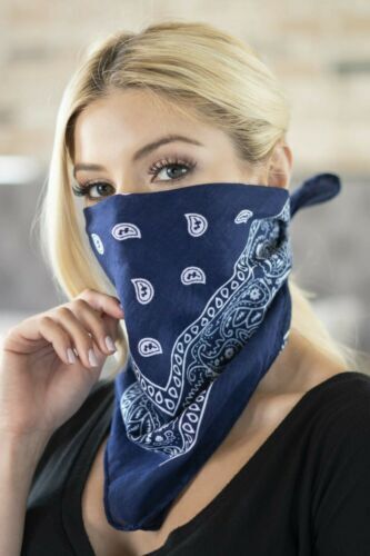 2 Pack Bandana 100% Cotton Paisley Print Double-Sided Scarf Head Neck Face Mask