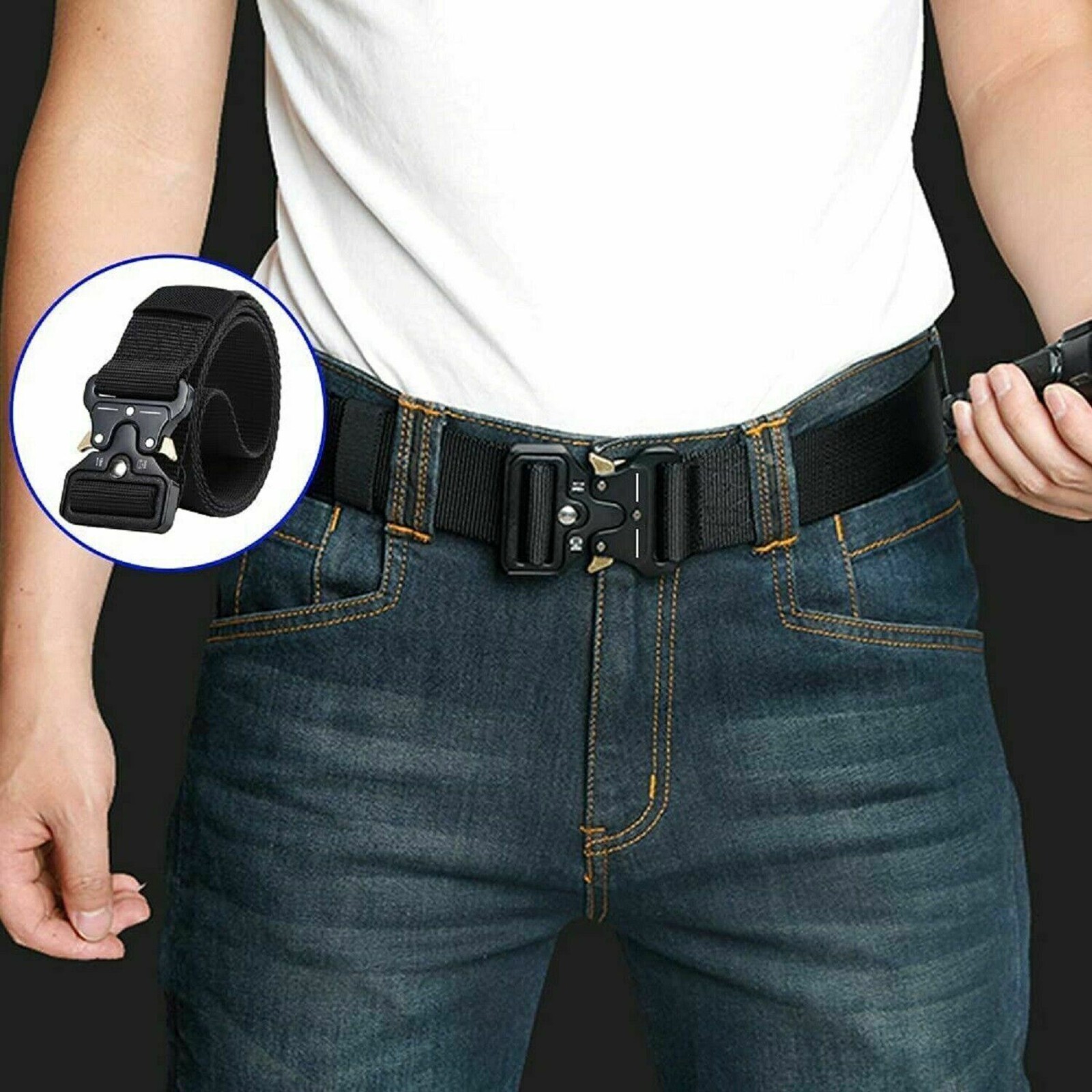 MEN Casual Military Tactical Army Adjustable Quick Release Belts Pants Waistband