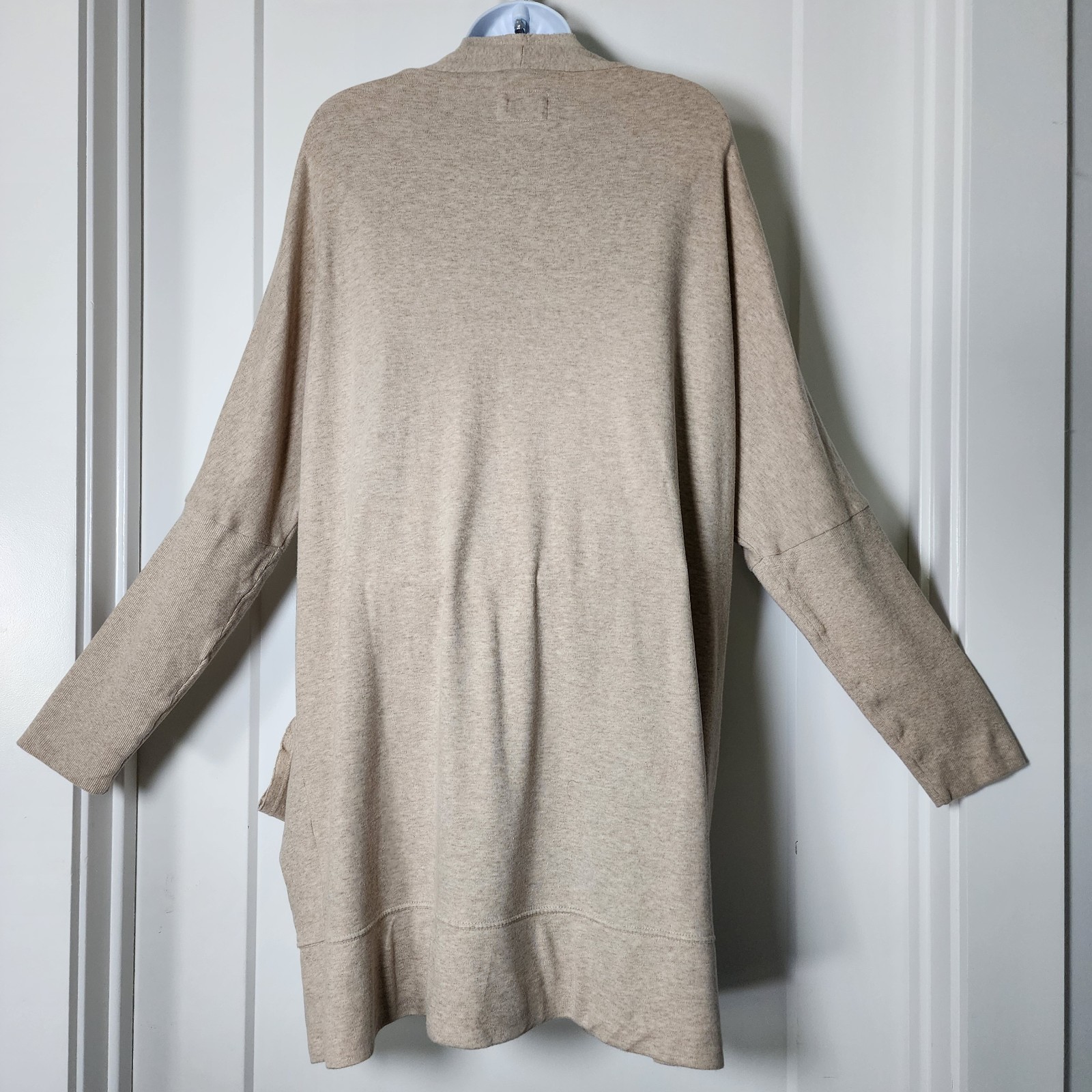 Pact Organic Cotton Open Front Cardigan L/XL Tan Pockets Coastal Lounge Capsule