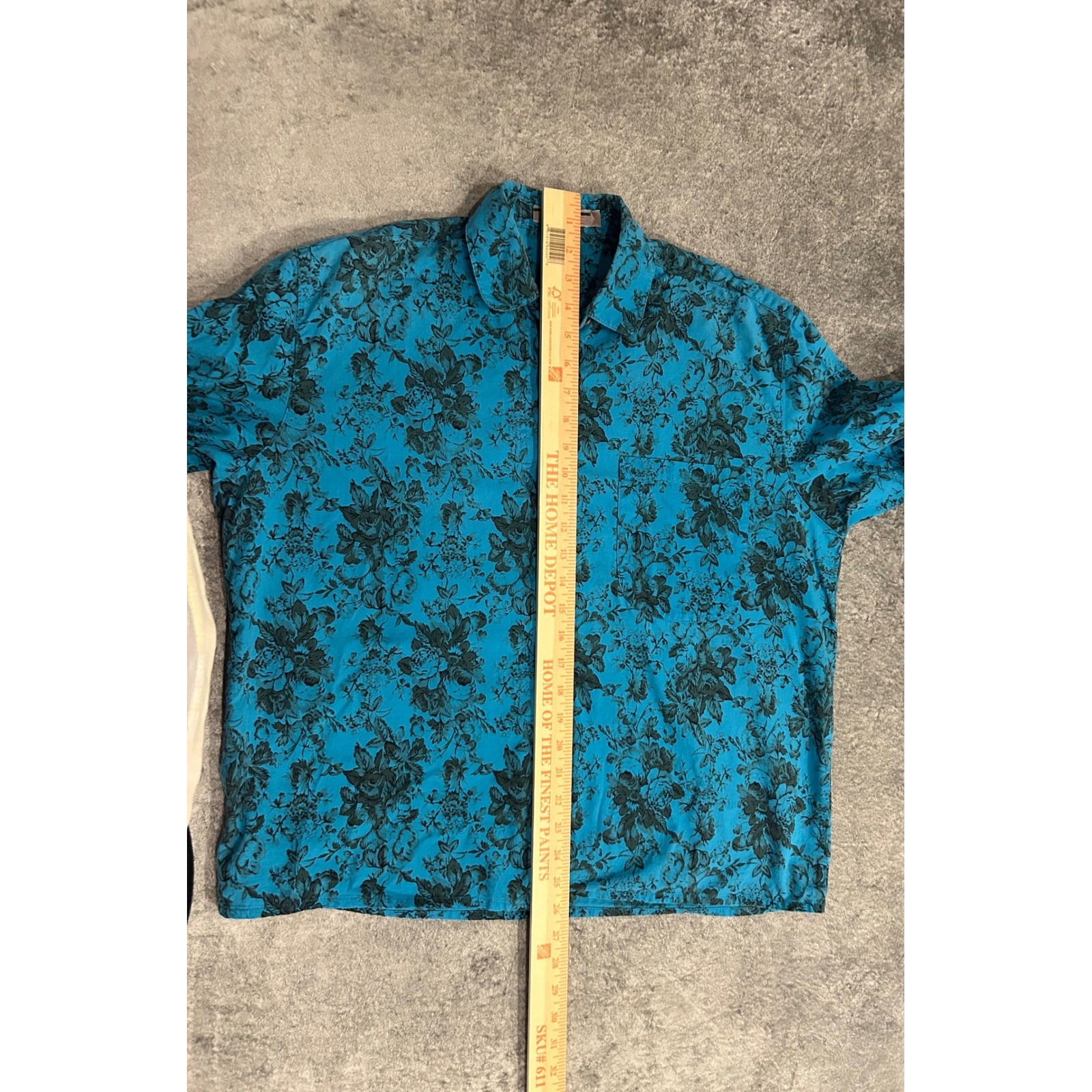 Emanuelle Vintage top Turquoise Floral, cotton, Boho, cottage core, retro. A85.