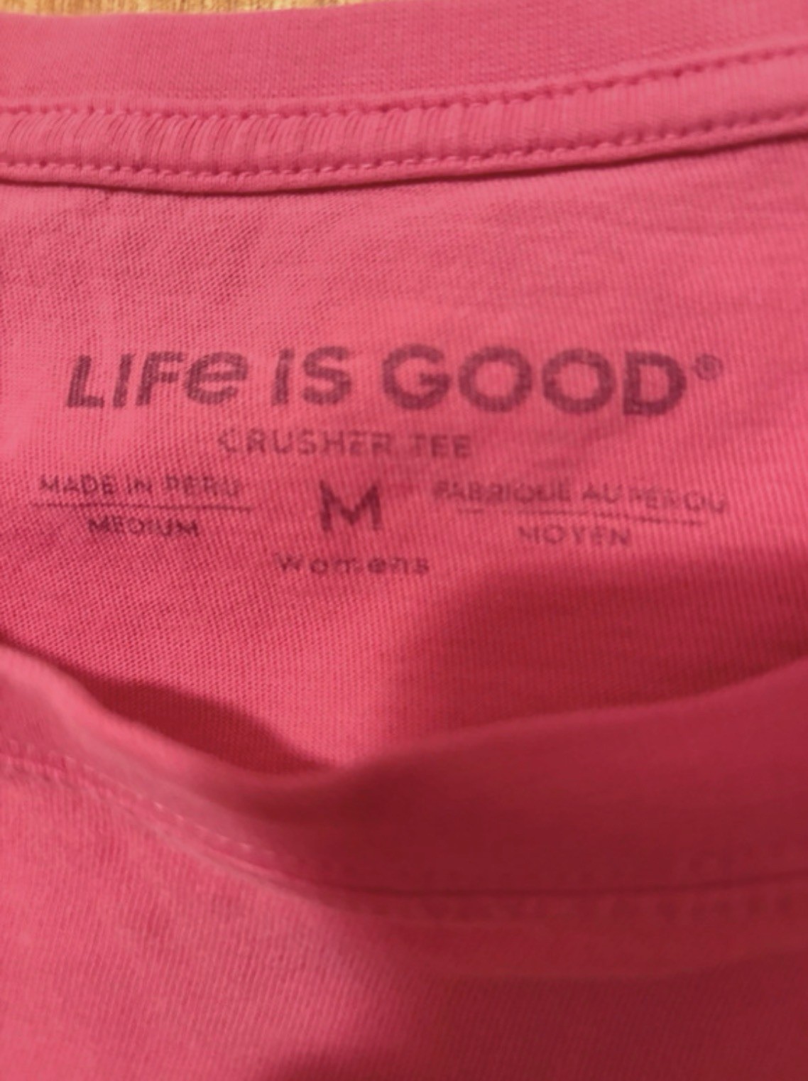 Life Is Good Shirt Womens Sz Medium PinkCrusher Tee Short Sleeve Bee Positive