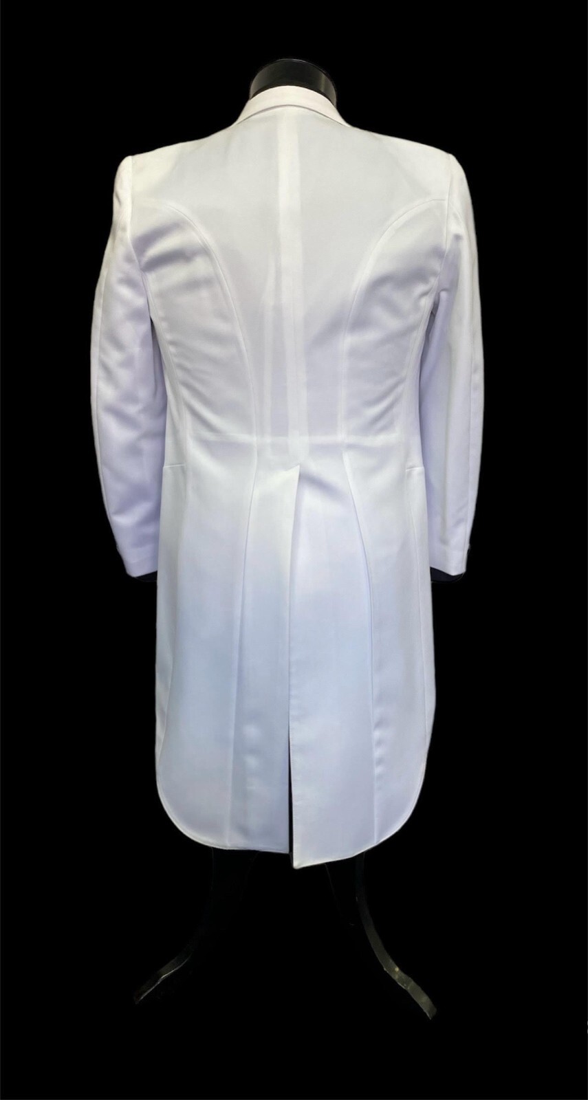 Men’s White Tuxedo Tailcoat with Satin Lapels- Easy Care Wedding Prom Black Tie