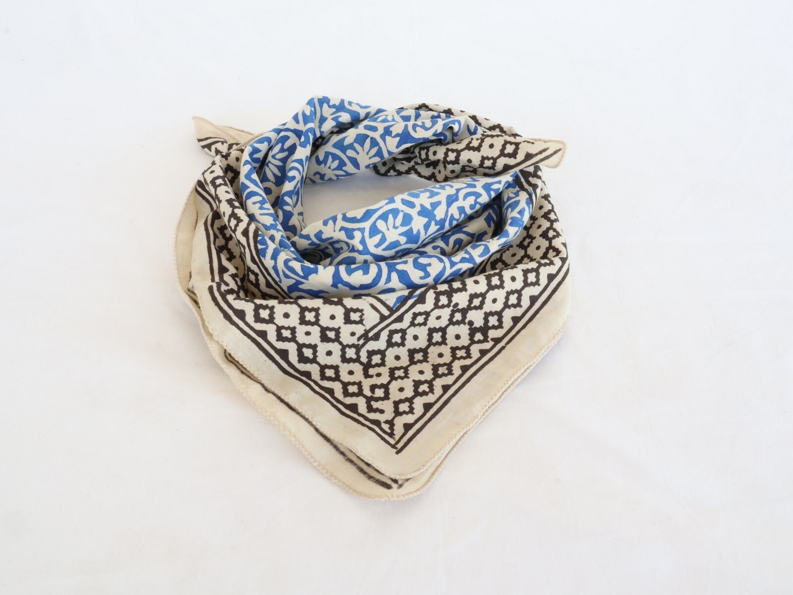 Cotton Bandana Bohemian Style 100% Cotton Neck Scarf Boho Hand Block Print Soft