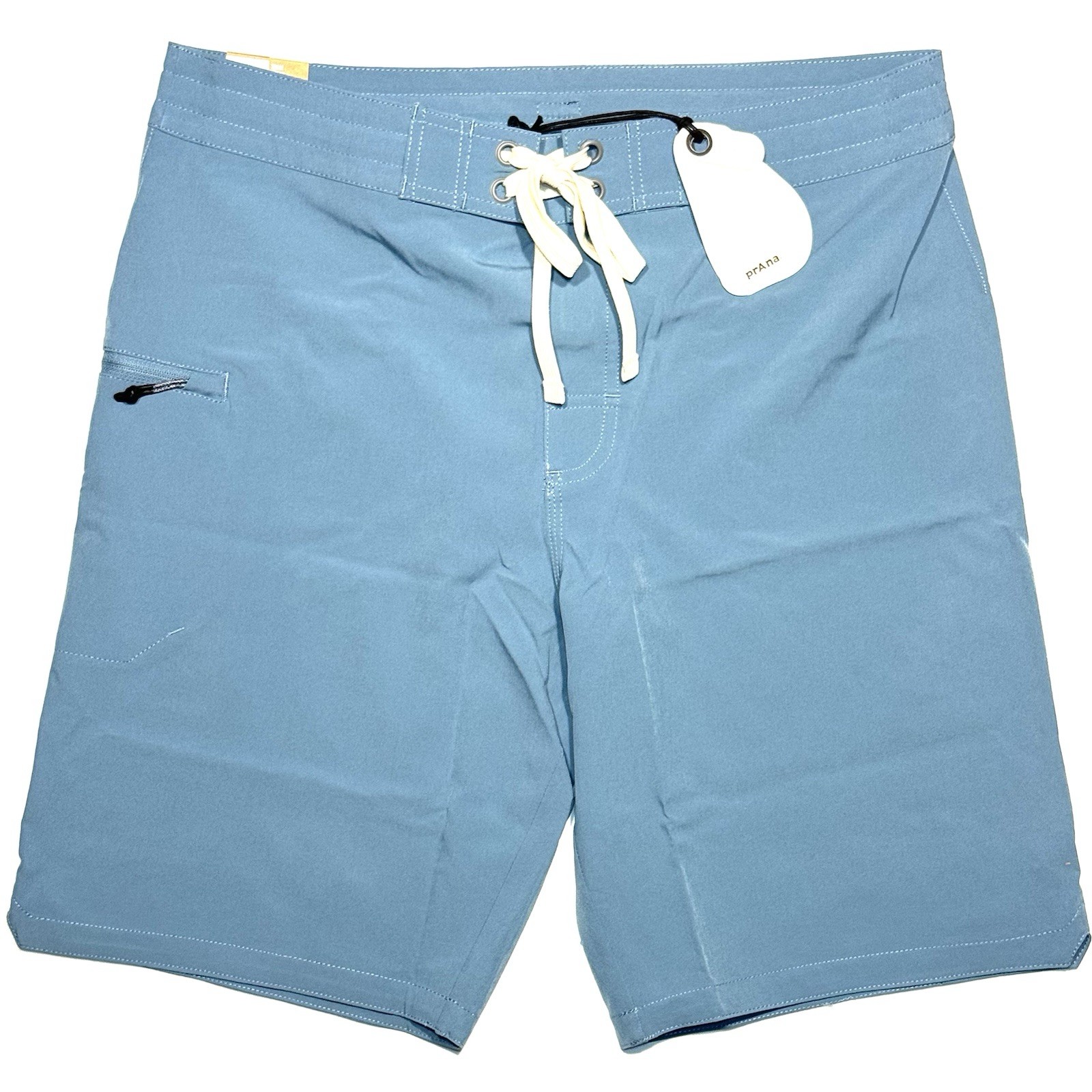 PRANA Mens 9in Fenton Board Shorts Swim Trunks High Tide Blue (MSRP $65)