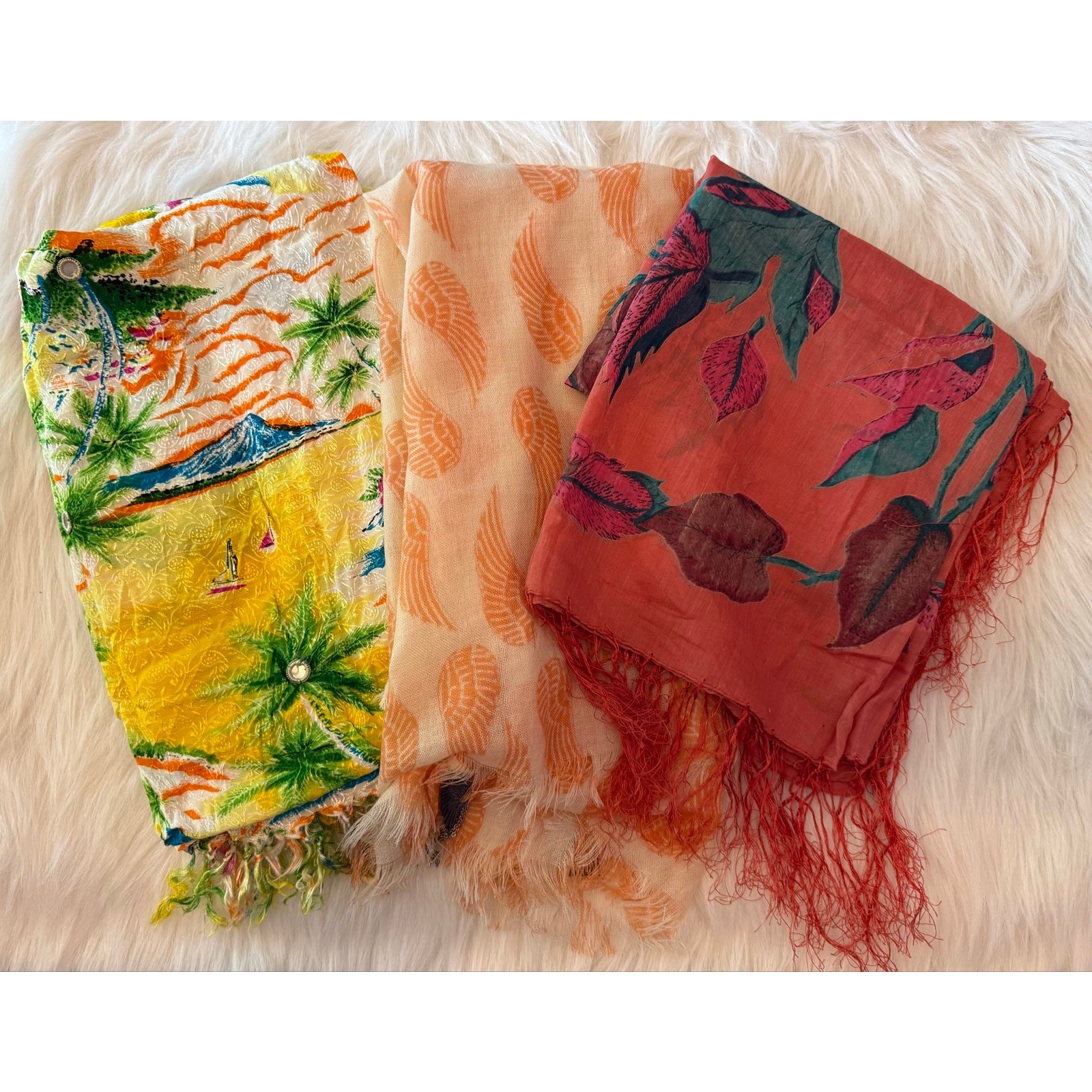 Lot of 3 Womens Fashion Scarves Donni Charm Cashmere Palak Hawaiian Shawl Wrap