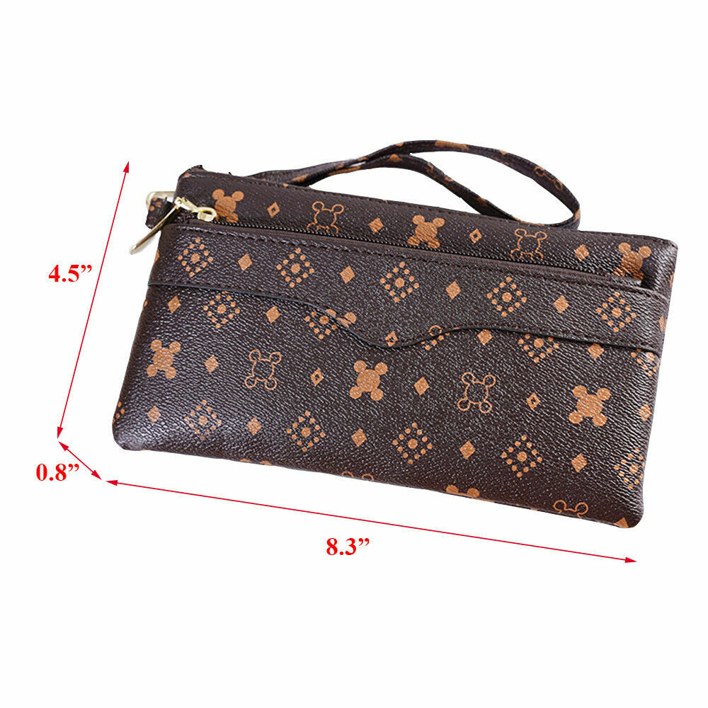 Women Leather Clutch Wallet Fashion Zip Long Purse Card Holder Phone Handbag
