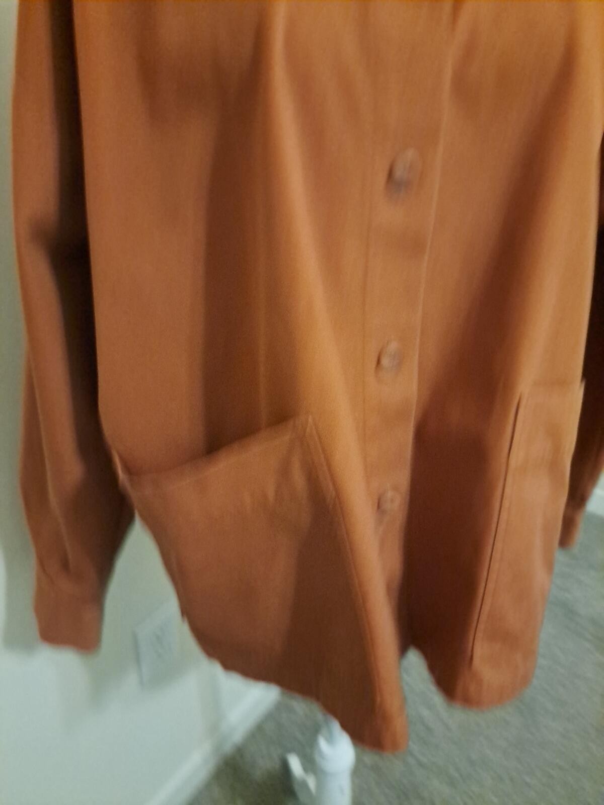 Eileen Fisher Terracotta Mandarin Collar Orga.Cotton L EUC Returns Accepted