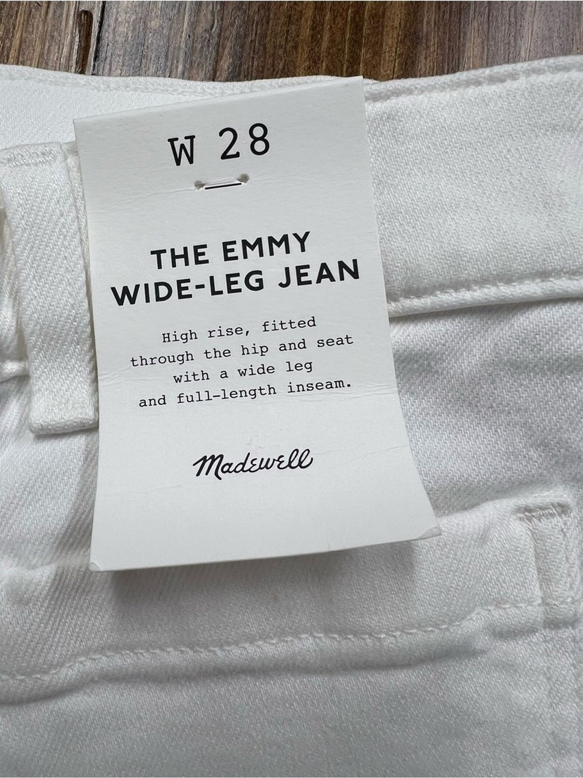 Madewell The Emmy Wide-Leg Jean in Super Stretch Denim in Tile White Size 28 NWT