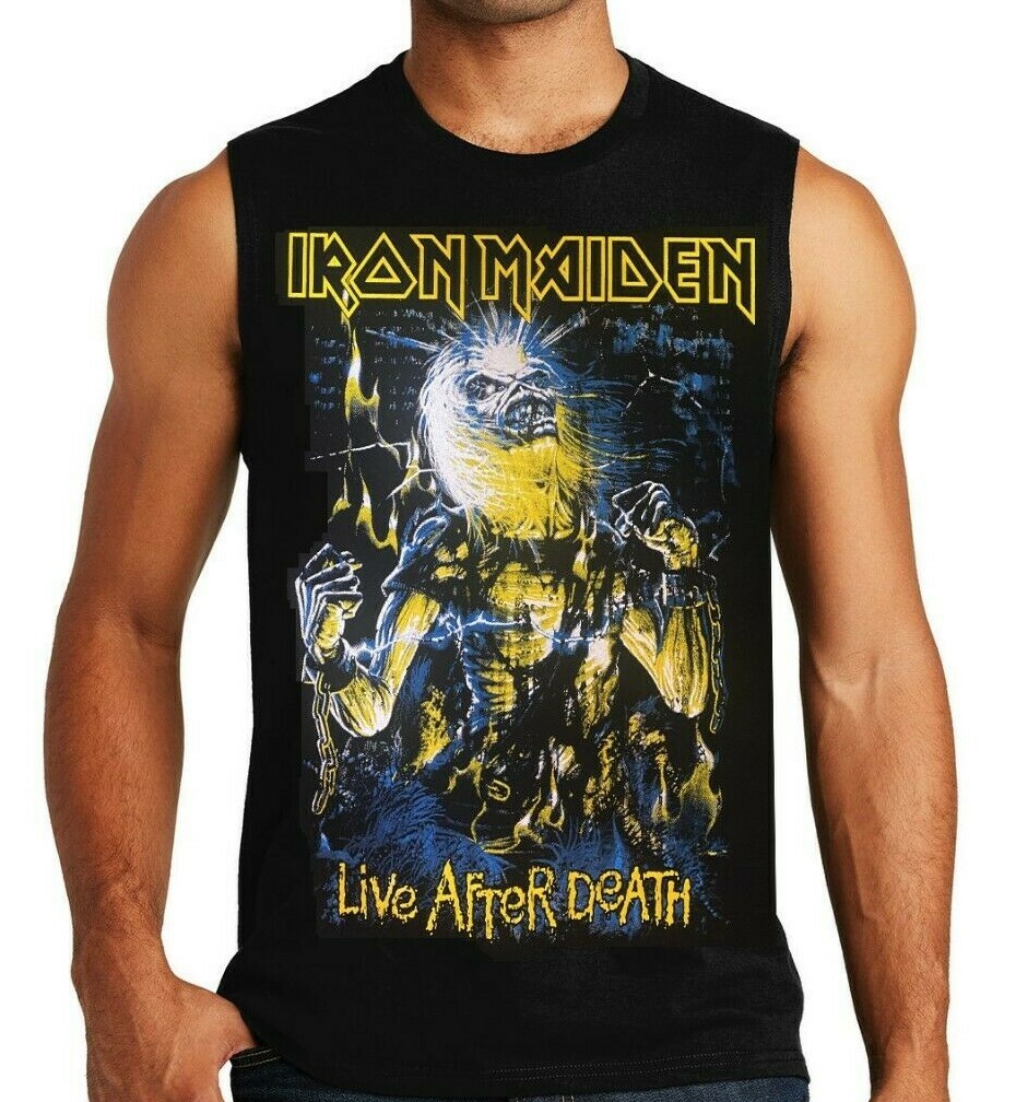 IRON MAIDEN LIVE AFTER DEATH PUNK ROCK Band Black Muscle Shirt