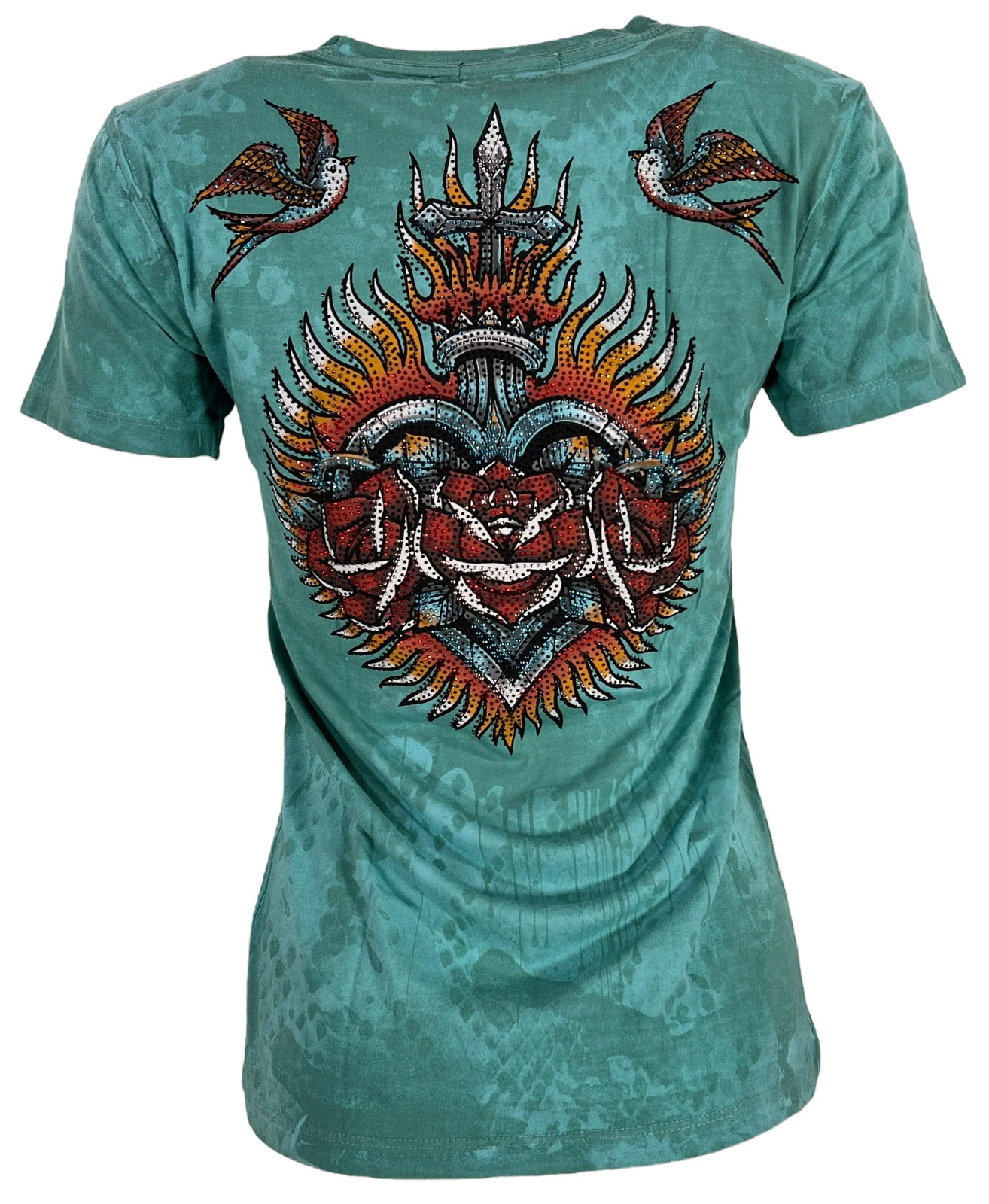 Affliction Women’s T-Shirt Queenie Rae Biker Tattoo