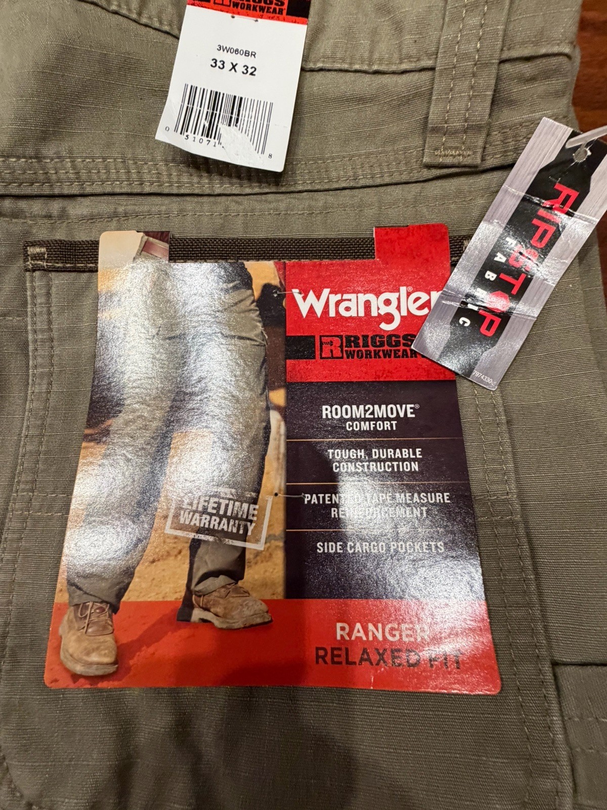 Wrangler Riggs Workwear Pants Mens 33×32 Green Cargo Ripstop Ranger Carpenter