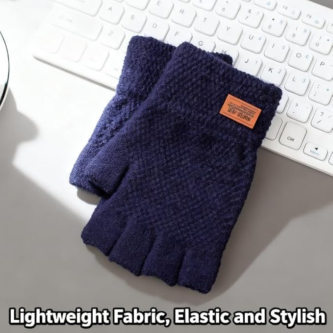 Winter Alpaca Wool Fingerless Gloves Thermal Men Knitted Half Finger Mitten Lot