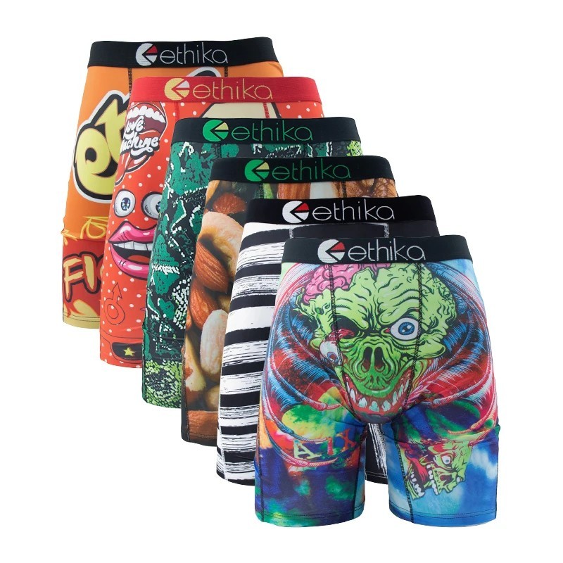 ETHIKA 6Pcs Men Underwear Boxers Breathable Man Swimming Underpants Plus Size