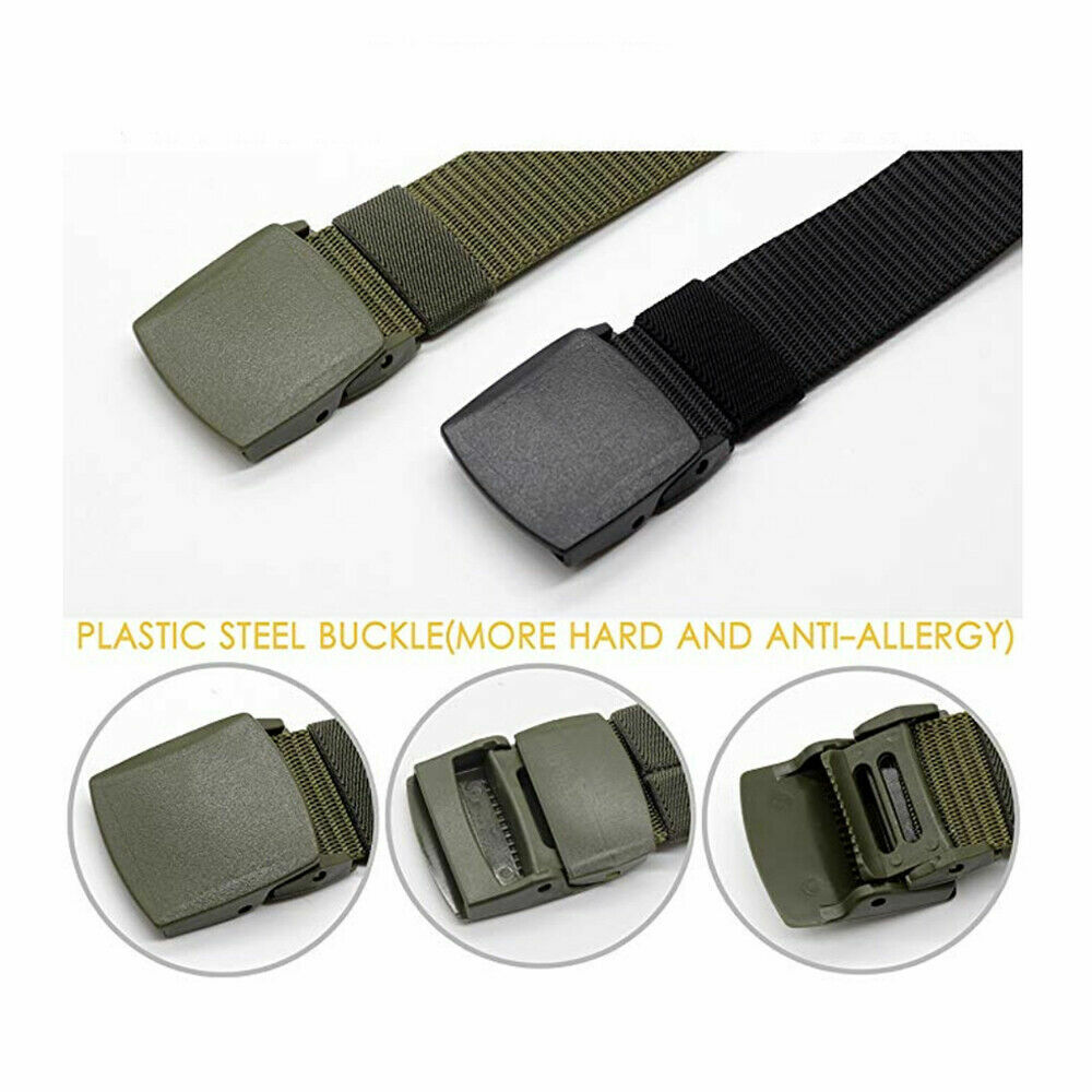 Men’s Plastic Cam Buckle Nylon Canvas Tactical Waistband Webbing Military Belt
