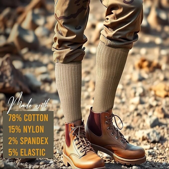 6-12 Pairs Men’s Army Military Boot Socks Combat Trekking Hiking Size 10-13